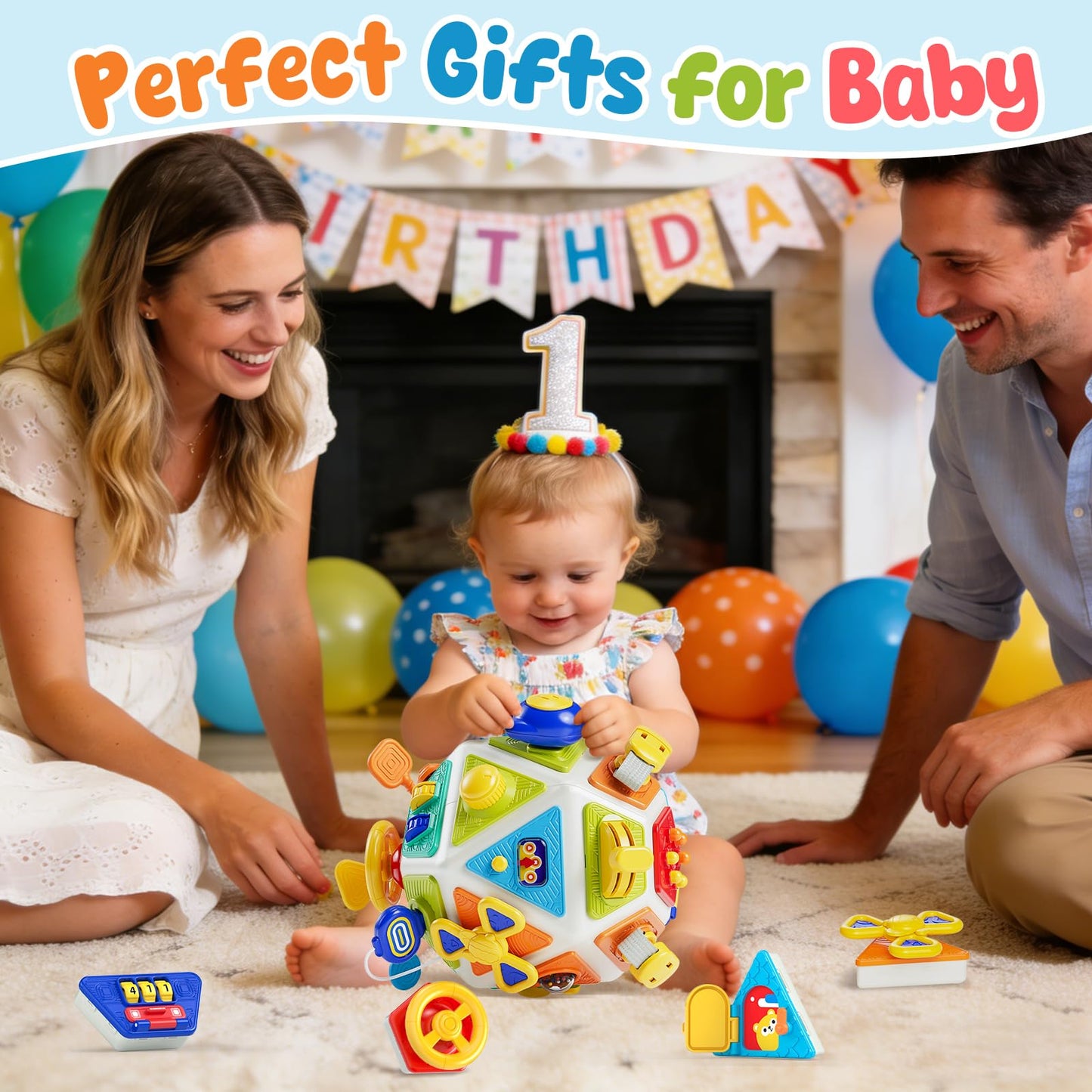 Gigilli 22-in-1 Montessori Busy Cube – Sensory & Educational Toy for 6-36 Months