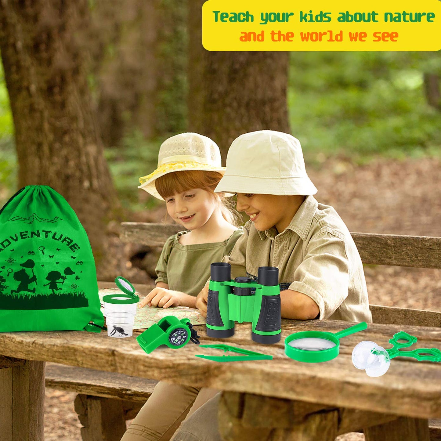 GINMIC Kids Explorer Kit & Bug Catching Kit — 16 Pcs Outdoor Safari Set for Ages 3-12