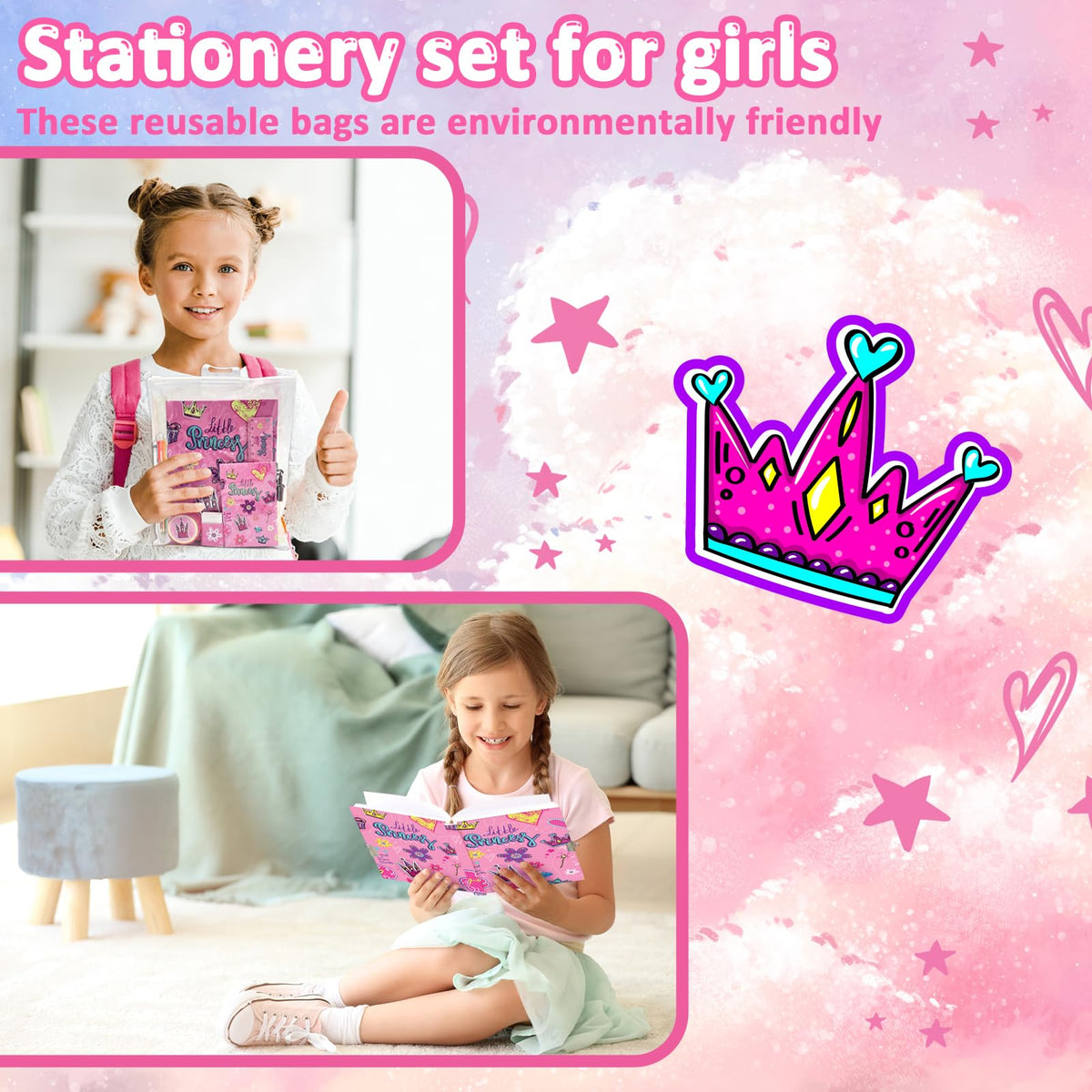 GINMLYDA Girls Diary with Lock – Princess Secret Diary Set for Girls 6-10