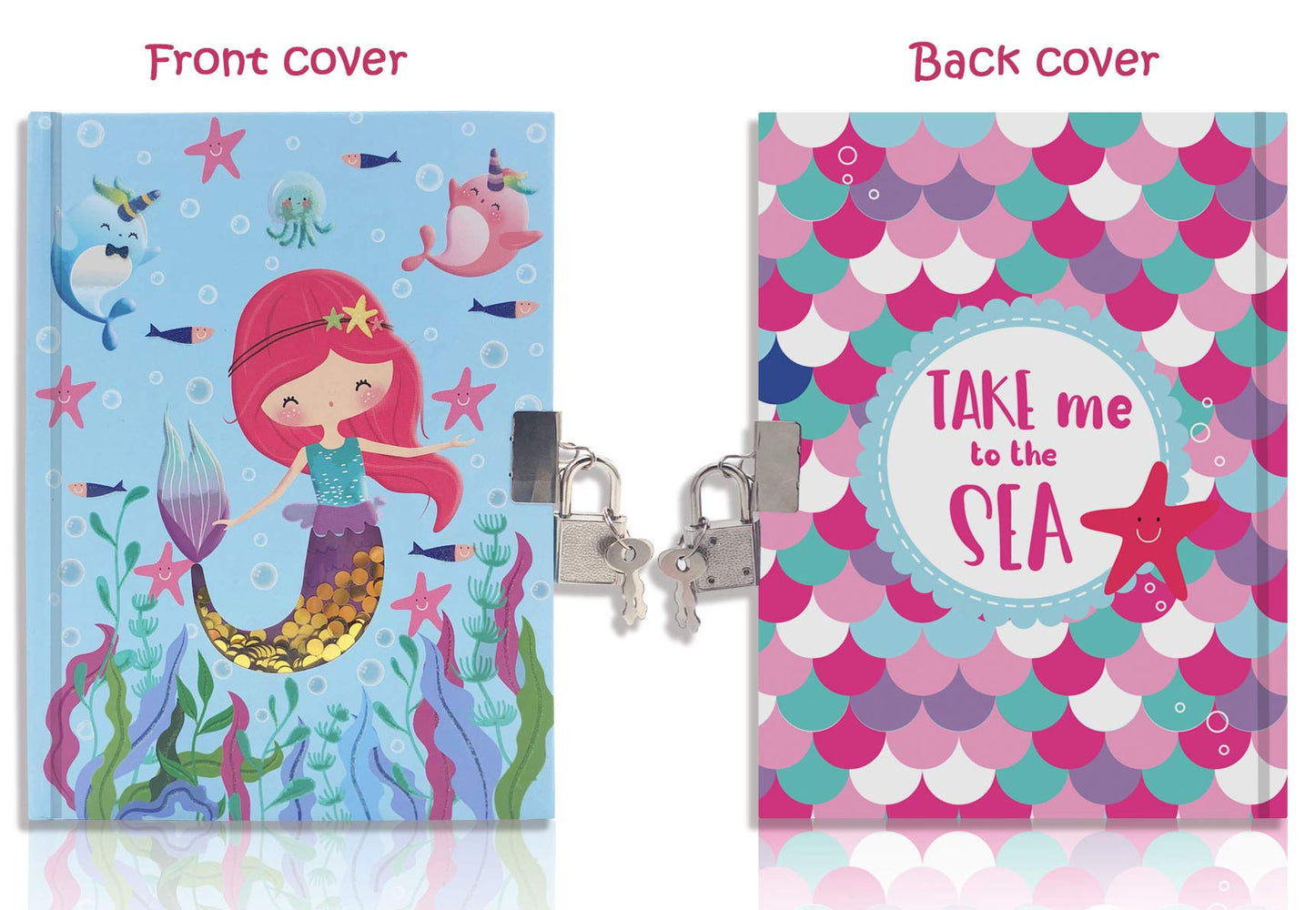 GINMLYDA Girls Diary with Lock – Mermaid Design, 7.1x5.3in, 160 Pages
