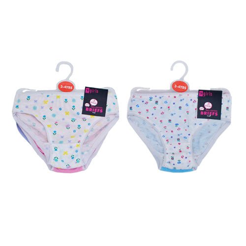 Girls Fancy Floral Patterned Briefs (Pack of 3)