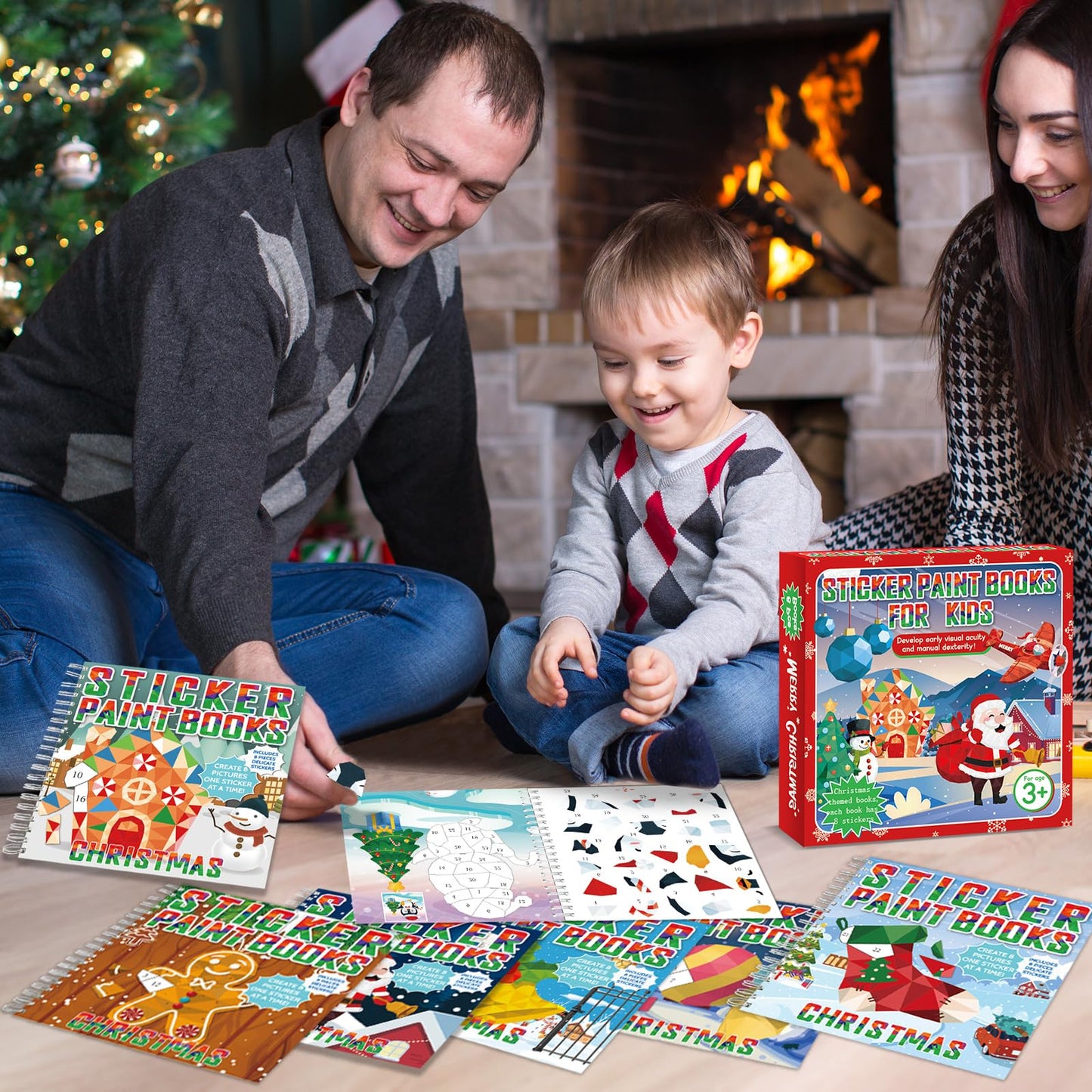 gisgfim 6-Pack Christmas Sticker Paint Books for Kids – 48 Pictures