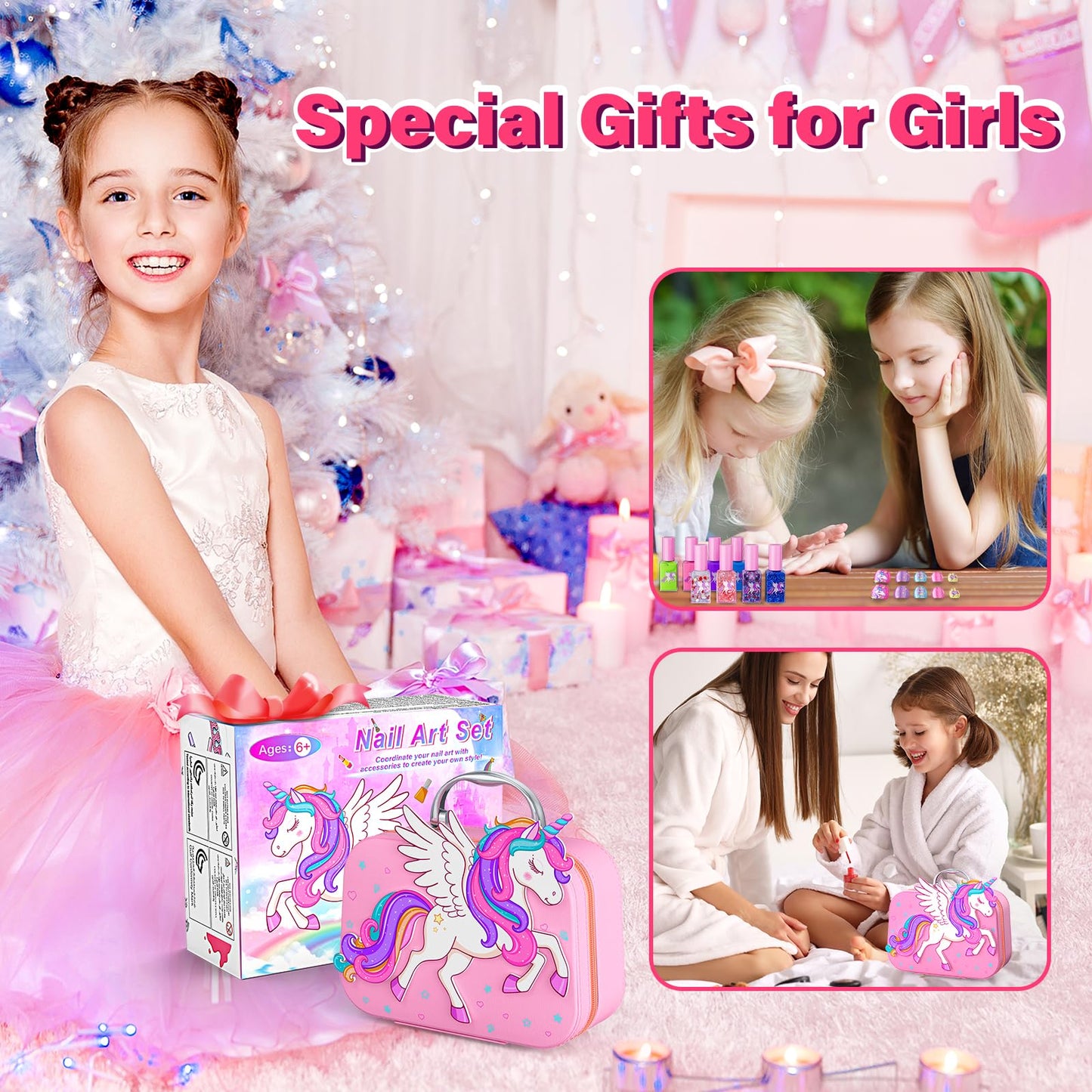Glisiol Kids Nail Polish Set – Washable, Quick-Dry Kit with Air Dryer & Case