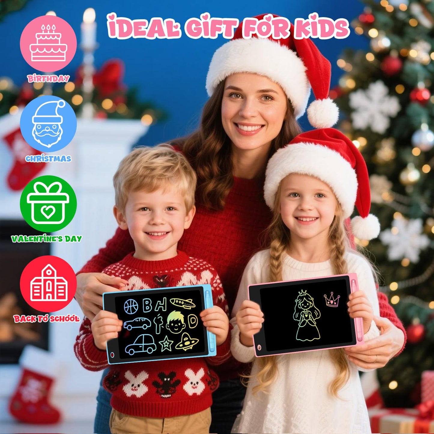 Glochin 2 Pack LCD Writing Tablet for Kids – 8.5-Inch Erasable Doodle Board