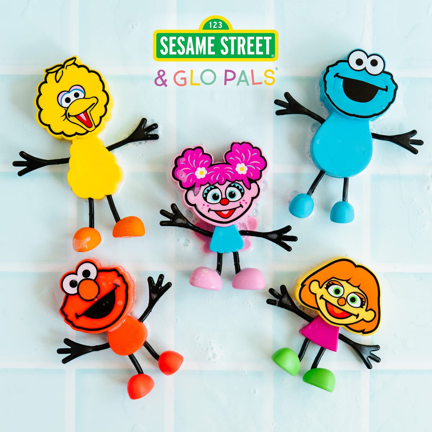 Glo Pals x Sesame Street Julia Water-Activated Light-Up Cubes for Sensory Bath Play