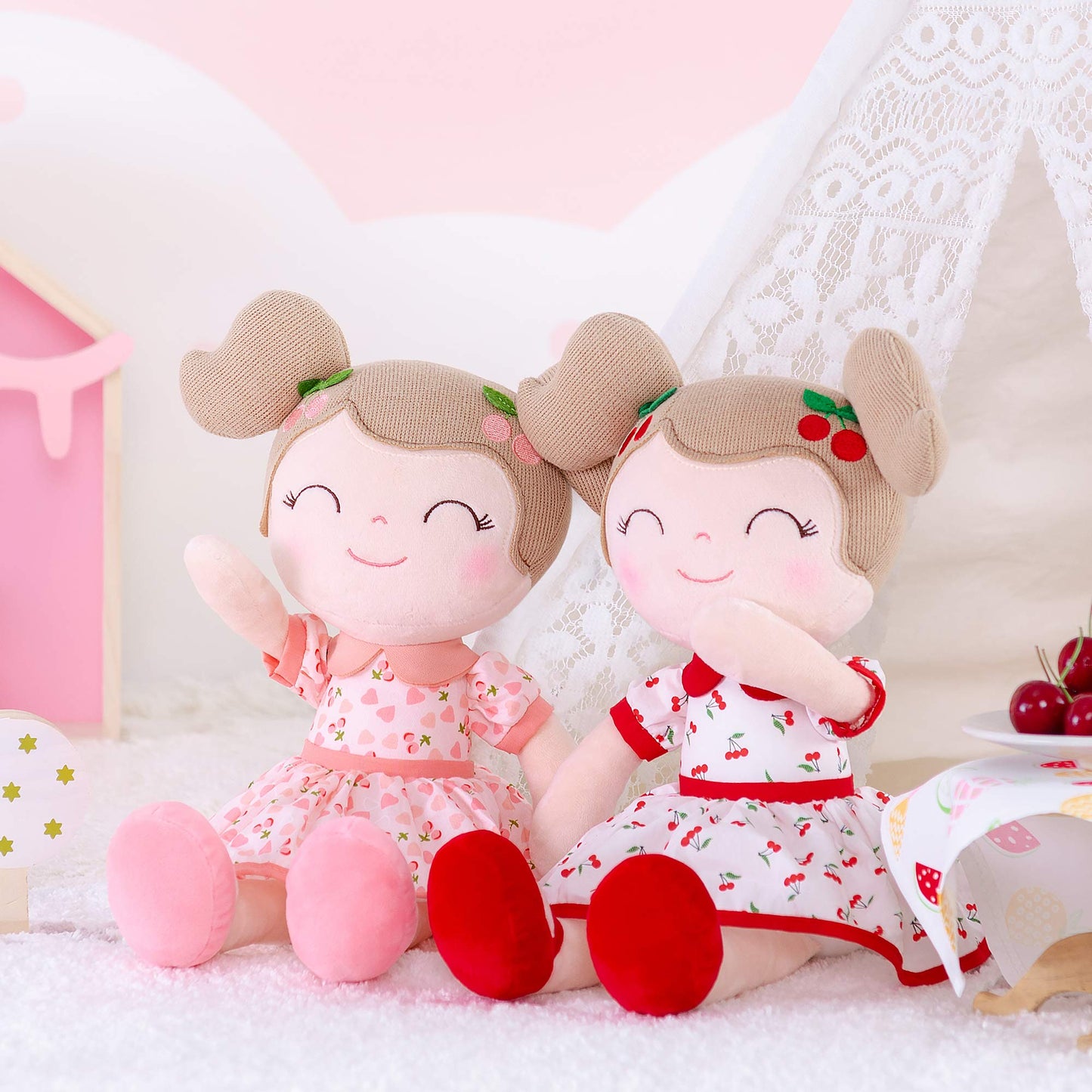 Gloveleya Cherry Girl 15-Inch Plush Doll with Gift Box | Soft Baby Gift
