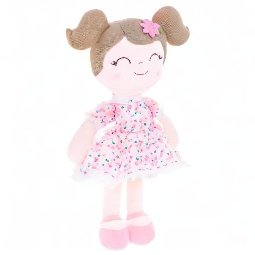 Gloveleya Baby Girl Plush Doll with Gift Box – First Baby Doll Print Purple