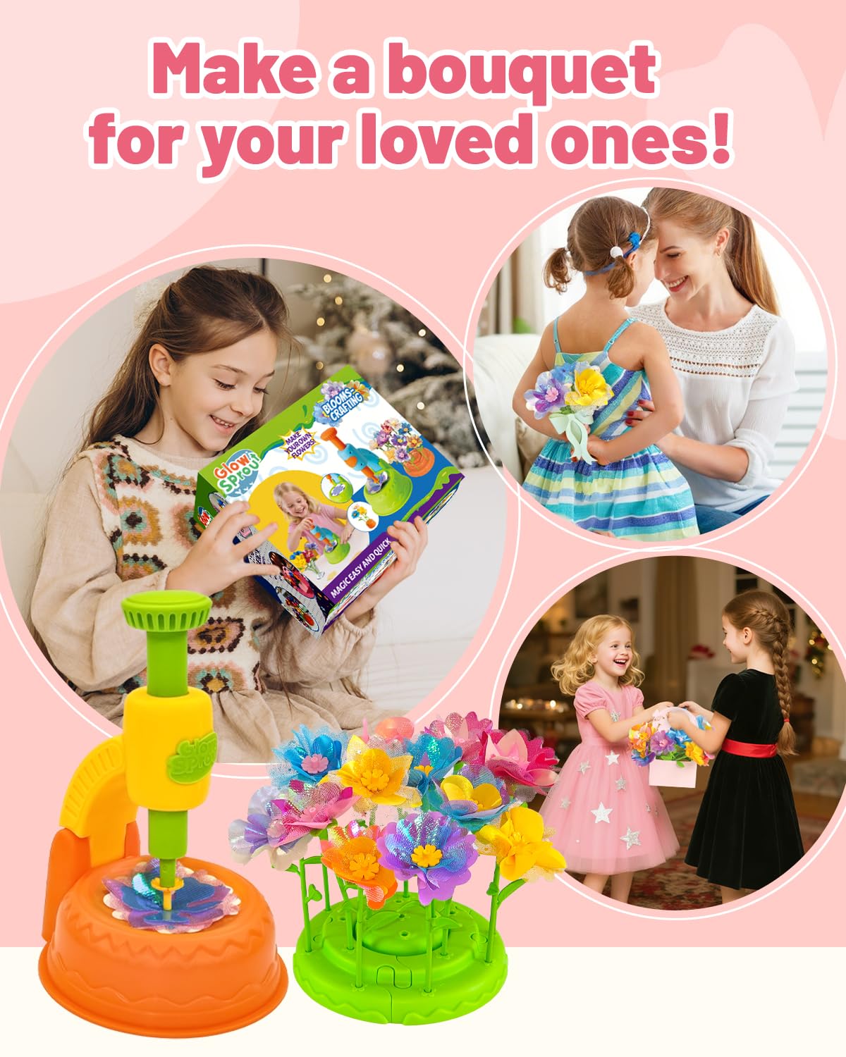 Glowsprout DIY Art Flower Toys – Extra Accessories Set for Kids 4–10 (Orange)