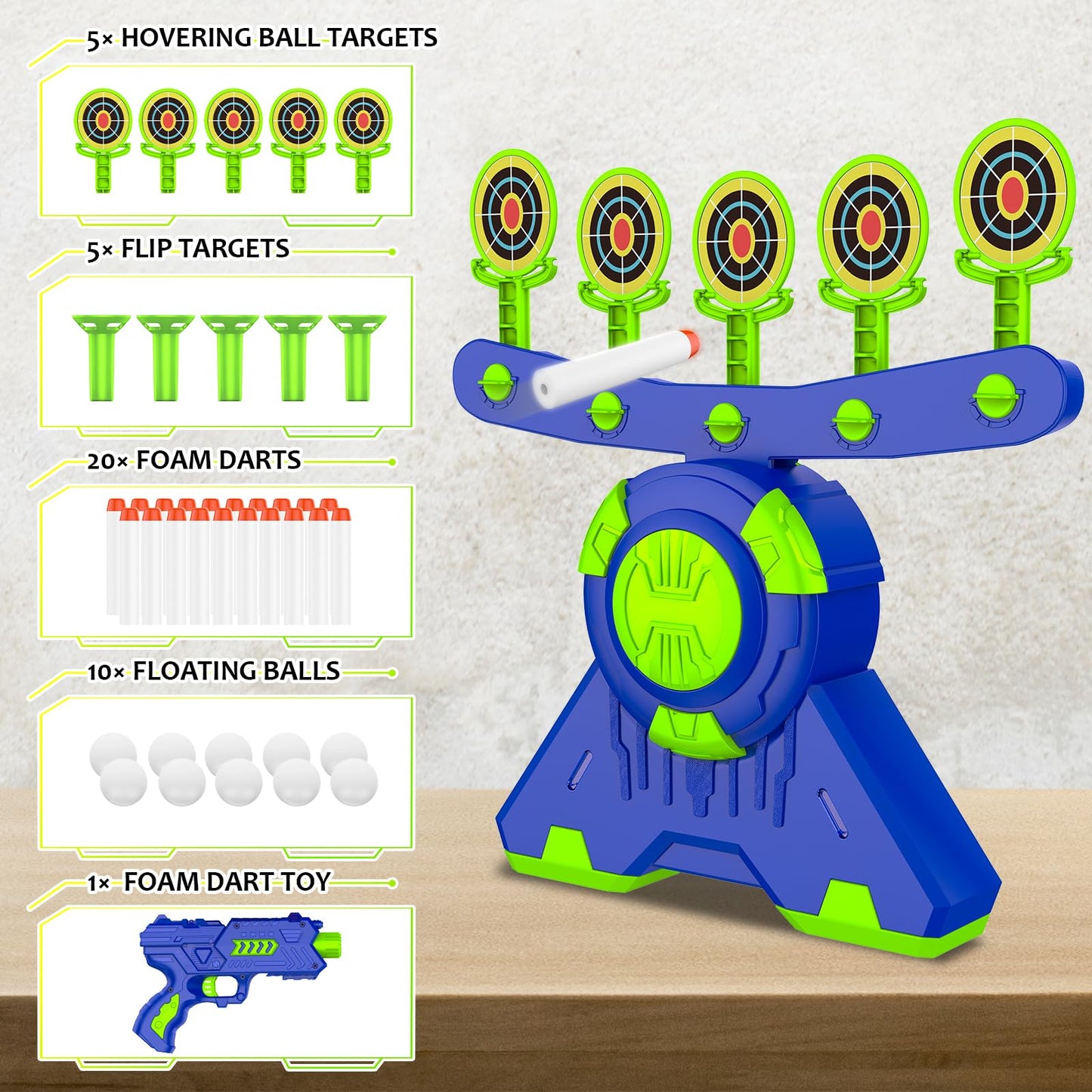 GMAOPHY Glow-In-The-Dark Floating Ball Target Set – Shooting Games Toy for Kids 5-12
