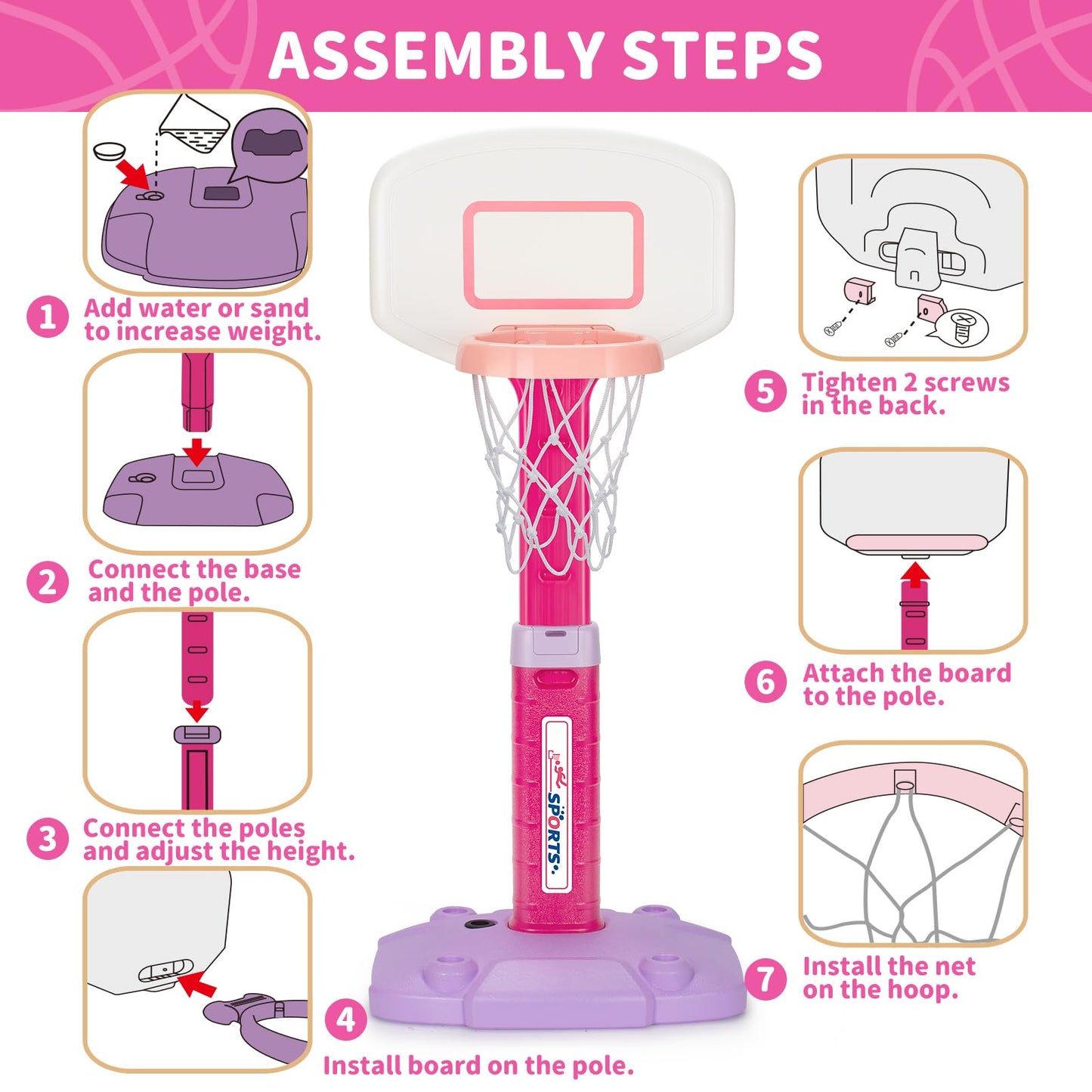 GMAOPHY Toddler Basketball Hoop Indoor – Adjustable for Ages 1-3