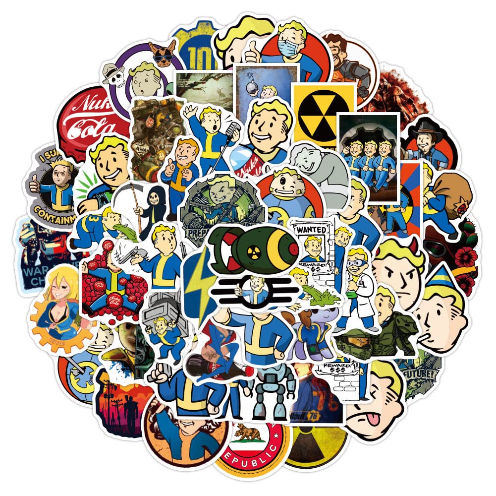 GMVAESKY Fallout Stickers – 50 Waterproof Vinyl Decals for Bottles, Laptops & More