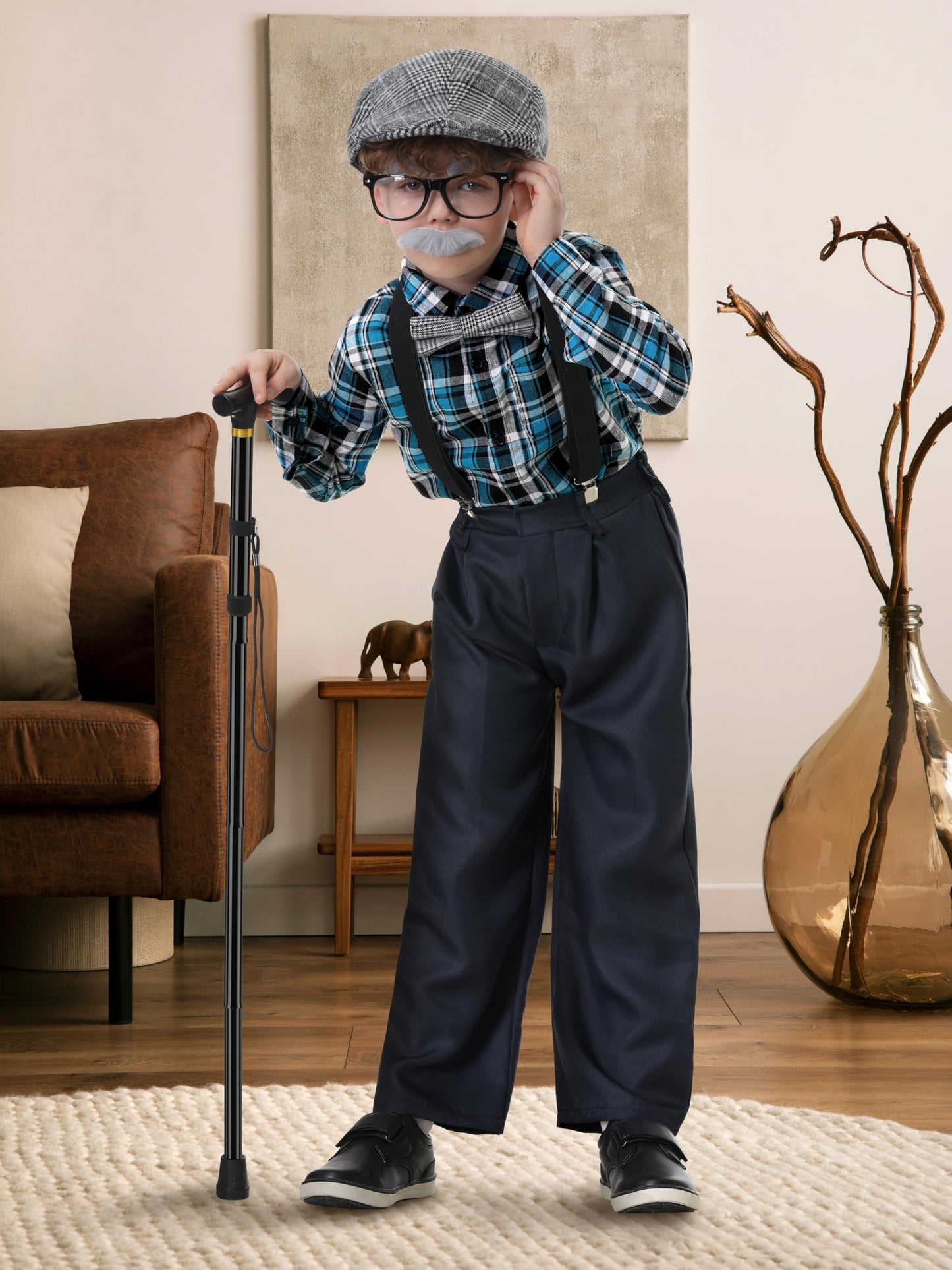 Gnodio 100 Days of School Costume for Boys – Old Man Grandpa Dress-Up Set for 100th Day