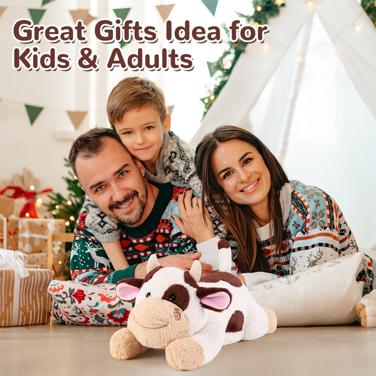 gnomantic Cow Weighted Stuffed Animal - 22 Inch, 4.5 Pound Plush Pillow