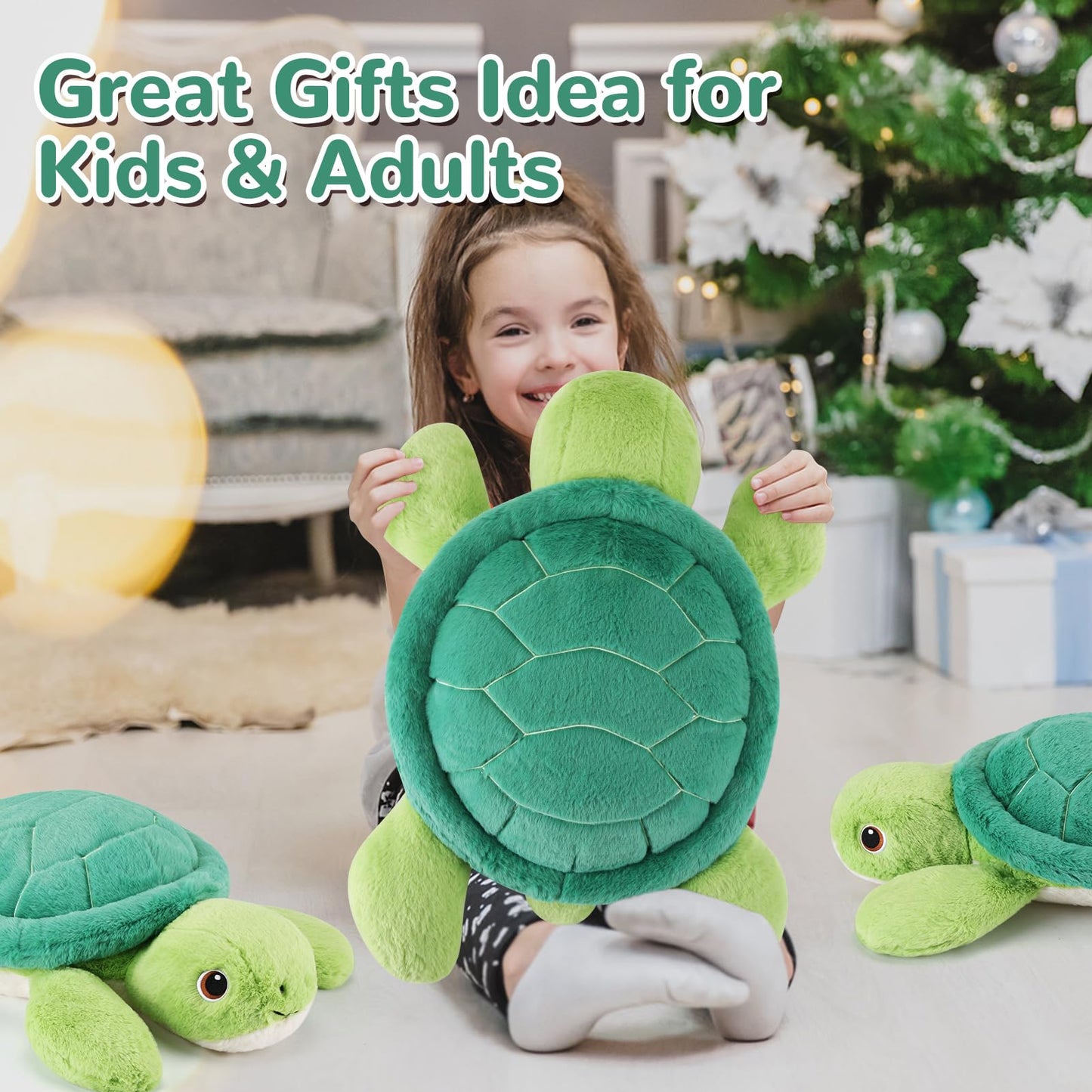 gnomantic Turtle Weighted Stuffed Animal – 22-Inch, 4.5 lb Plush Pillow