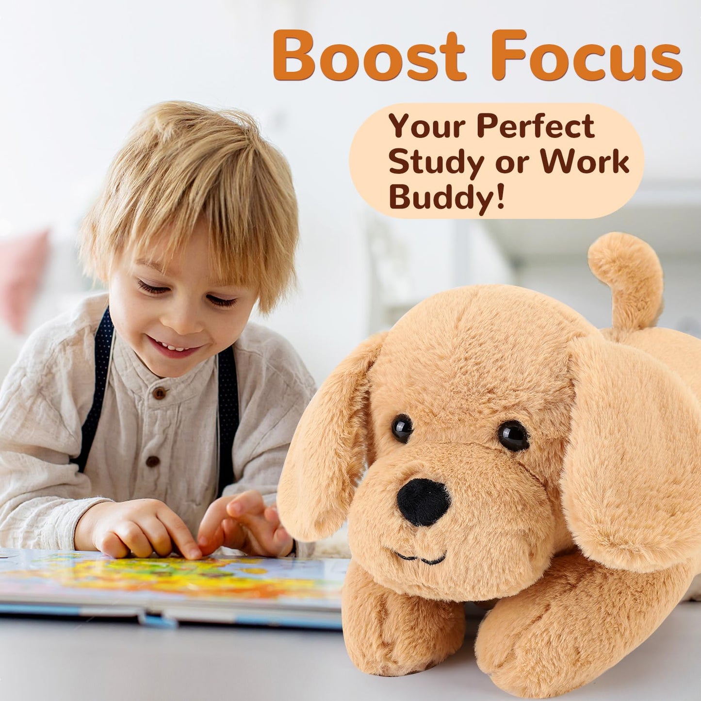 Gnomantic Yellow Lab Weighted Plush Toy — 22-inch, 4.5 lb Labradoodle Pillow for Kids and Adults