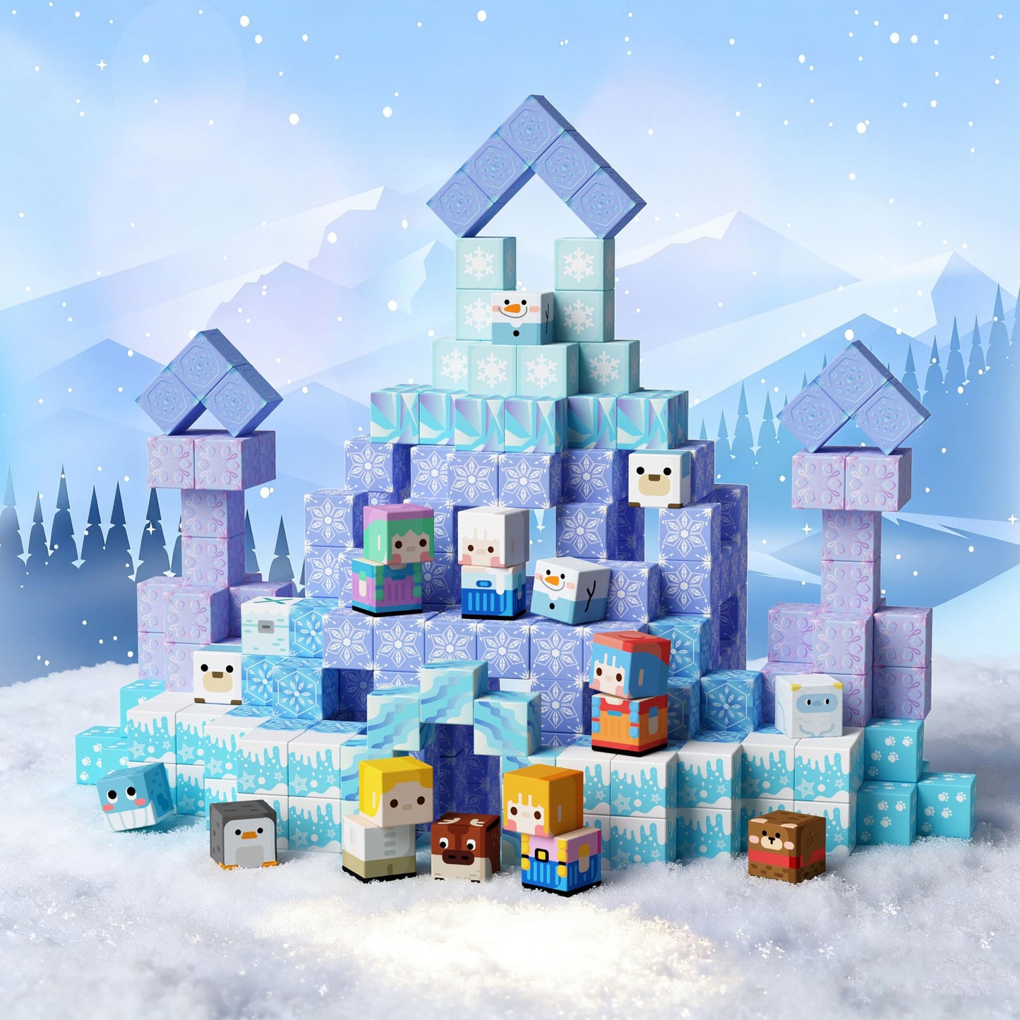 GobiDex 100PCS Magnetic Blocks – Ice Princess Castle STEM Toy for Girls 3+