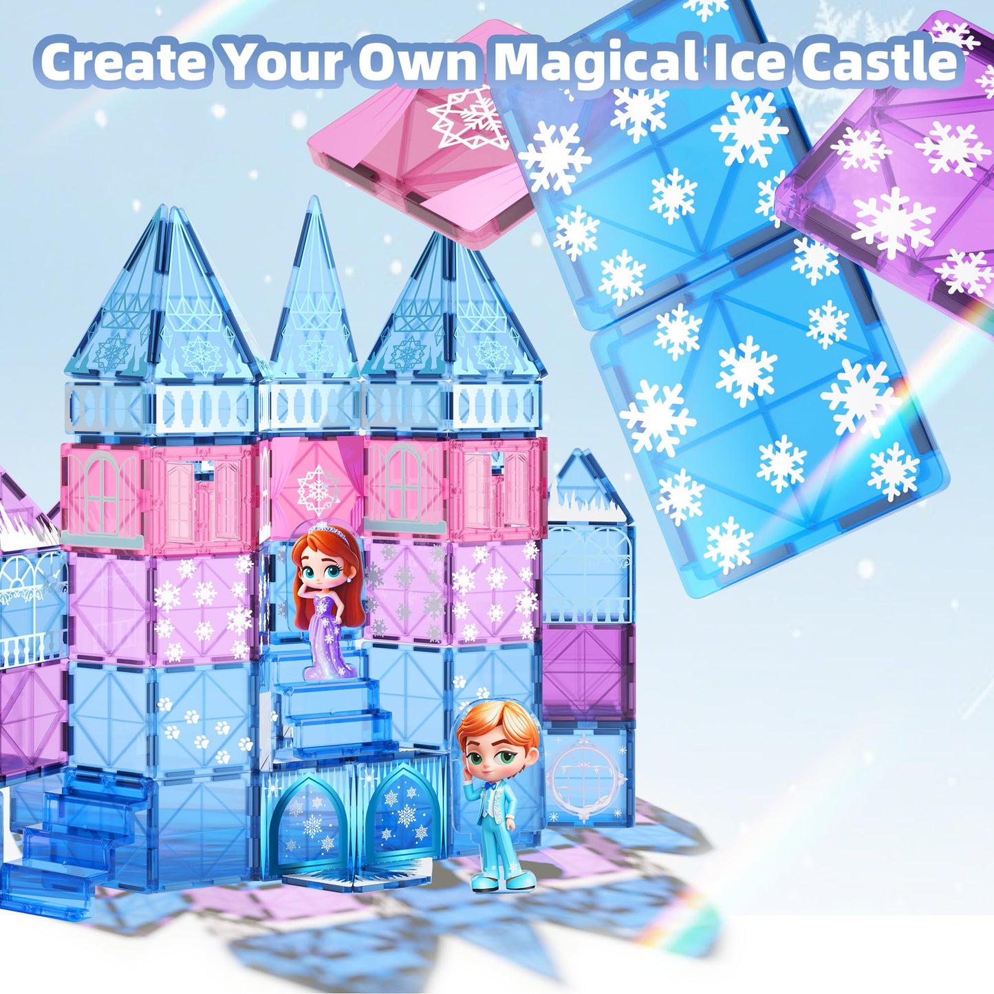 GobiDex Princess Castle Magnetic Building Blocks – 44-Piece STEM Tile Set for Kids 3-8