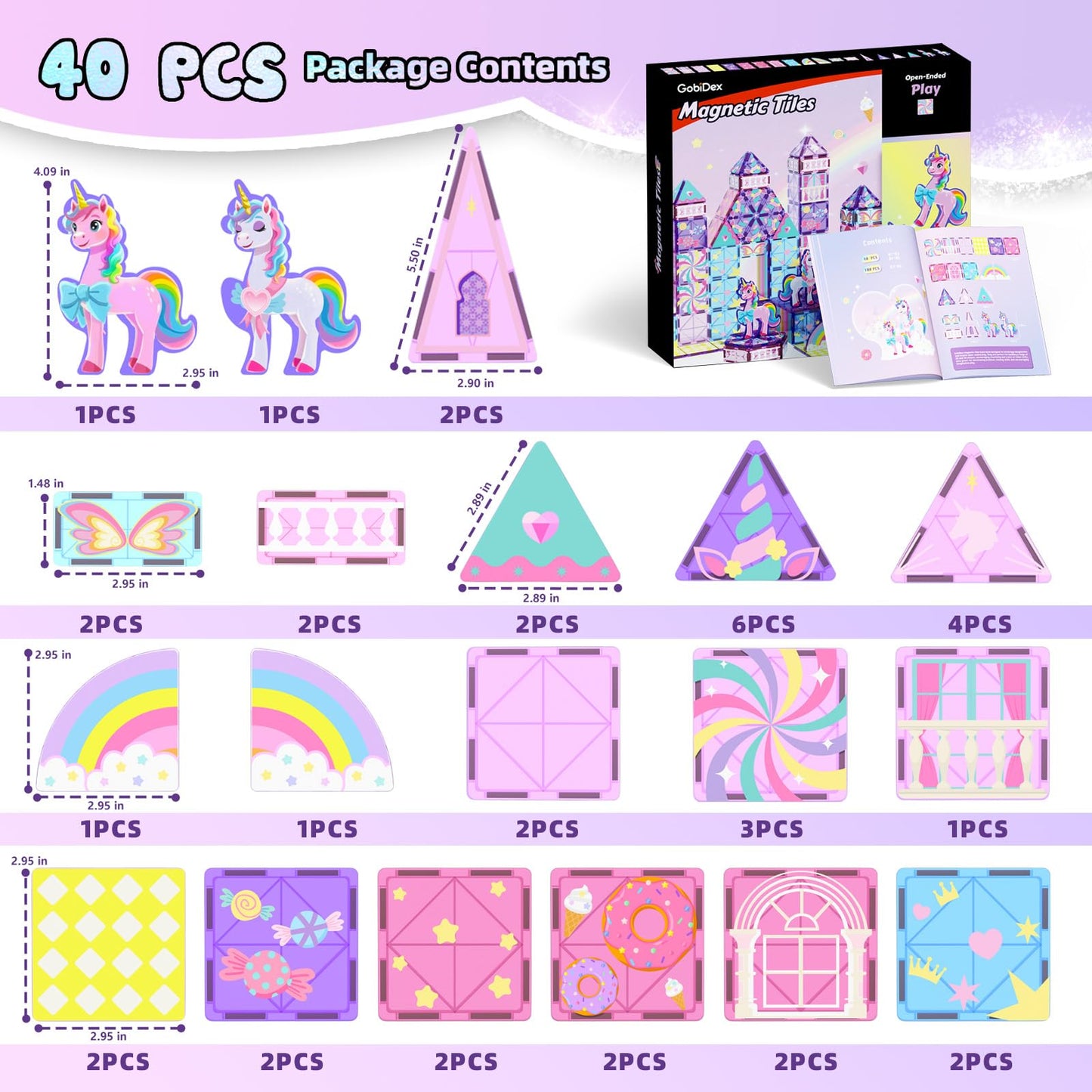 GobiDex Magnetic Unicorn Building Blocks – STEM Princess Tiles for Kids Ages 3-8