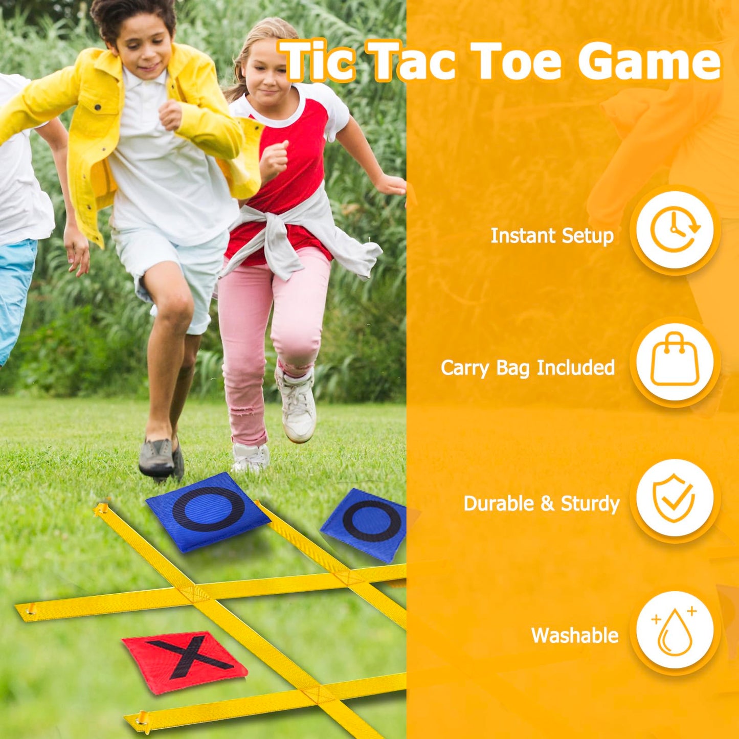 Gocasmus Giant Outdoor Tic Tac Toe Game 4ft x 4ft – Award Medals, Stakes & Carry Bag