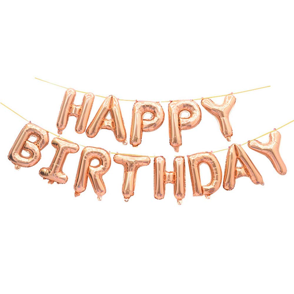 GOER Rose Gold Happy Birthday Balloons | 16-Inch Foil Letter Banner