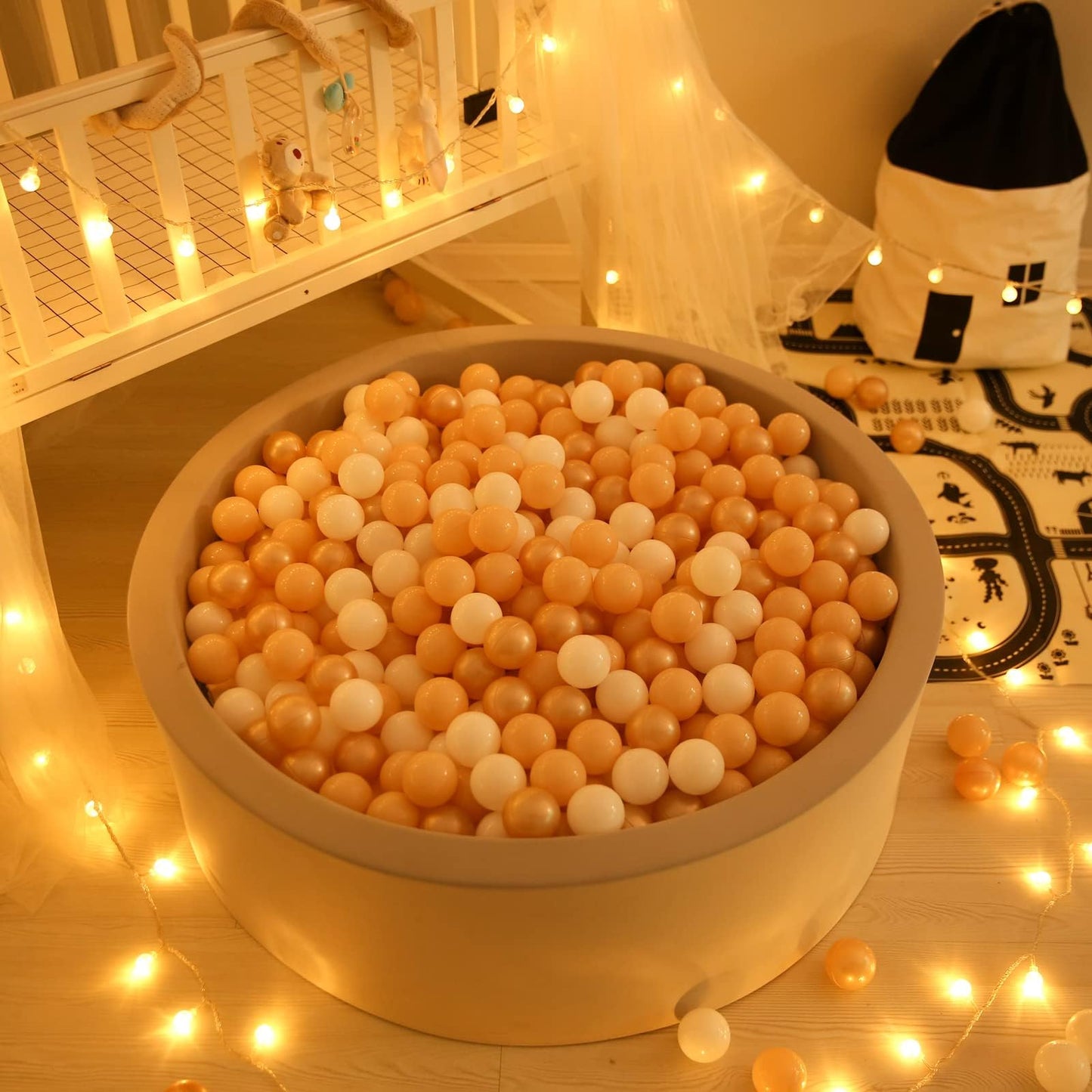 GOGOSO Ball Pit Balls for Toddlers – 100 Pcs, 2.17in Brown Plastic Balls with Storage Bag