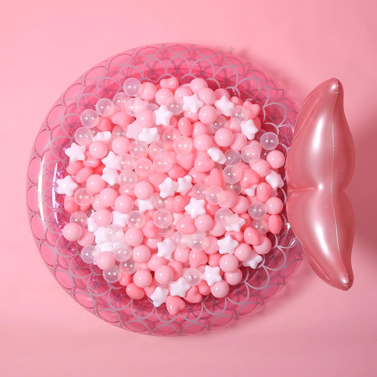 GOGOSO Ball Pit Balls - 100pcs Stars & Hearts Shapes (Pink, Light Pink, White, Clear) - 2.15in, Phthalate-free & BPA-free