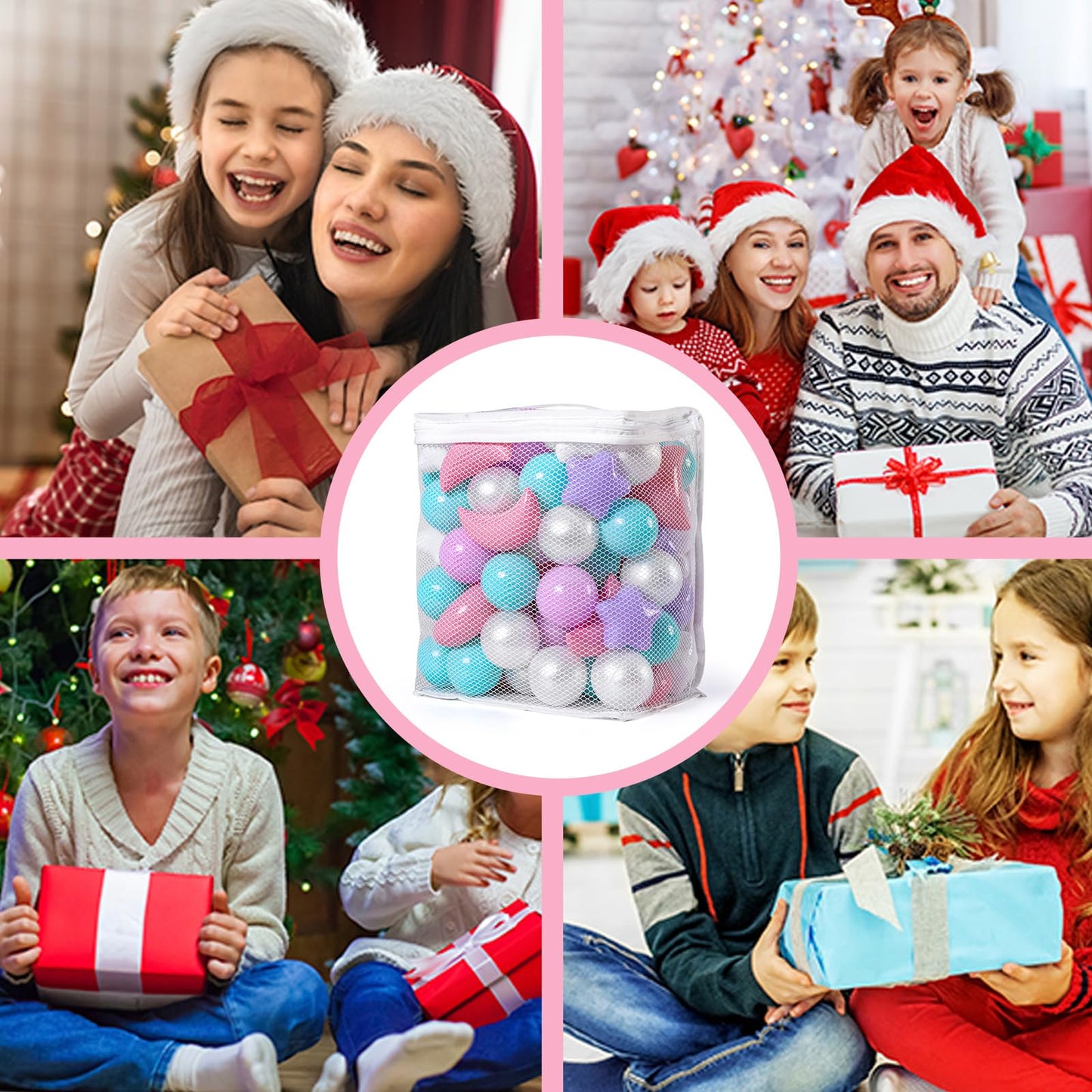 GOGOSO Ball Pit Balls – Stars & Moon Shapes, 100 PCS, Pink/Green/Purple/Pearl White