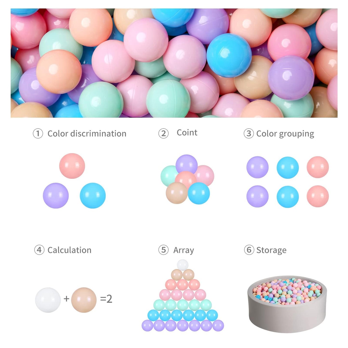 GOGOSO Ball Pits Balls for Toddlers – 2.2-Inch Crush-Proof, Non-Toxic, 7-Color Mix (100 Balls)