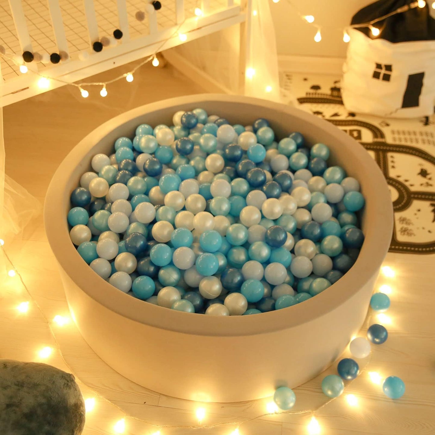 GOGOSO Ball Pits Balls for Toddlers – Non-Toxic 2.15-Inch Plastic Balls in Pearl Blue (50/100/200/500 Pack)
