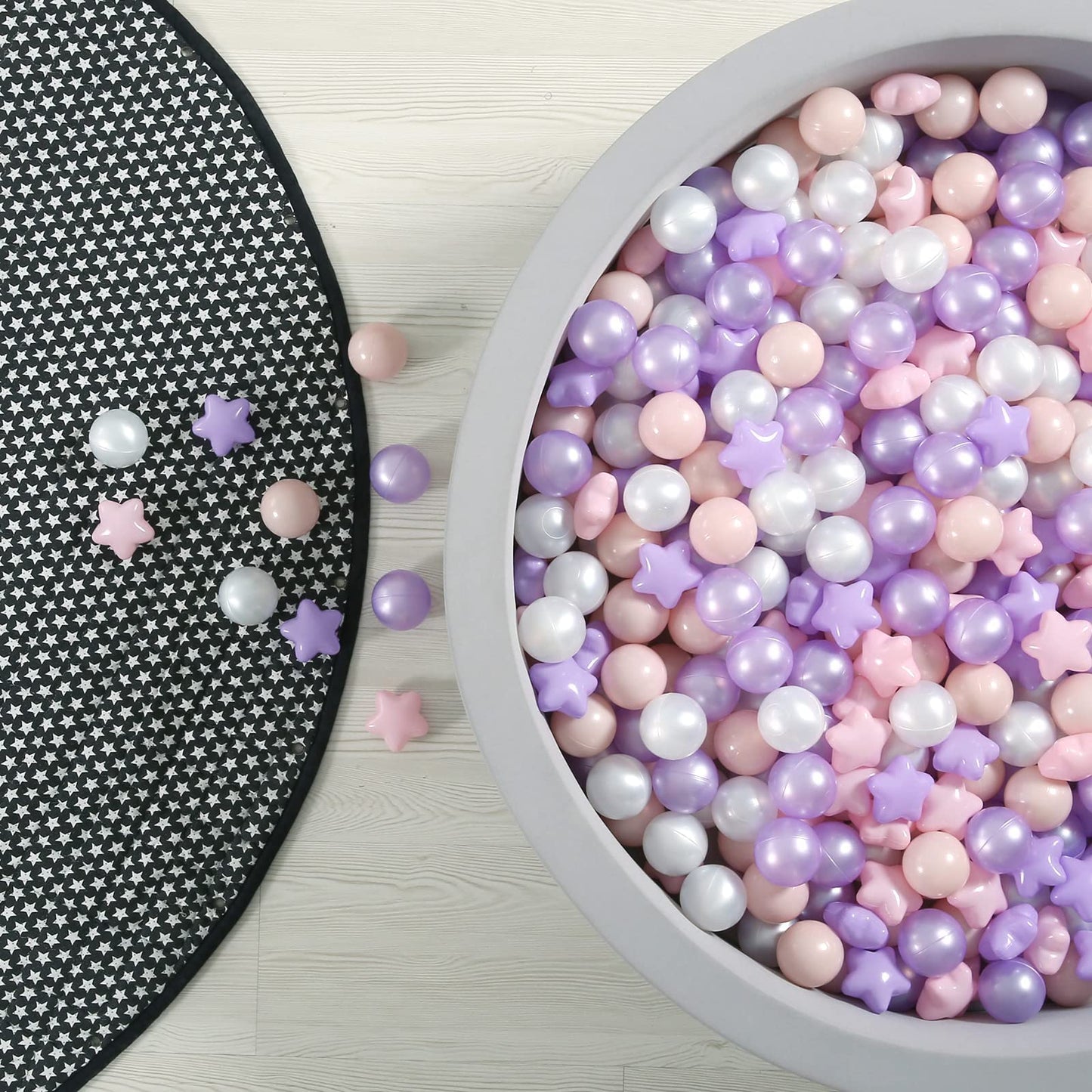 GOGOSO Balls for Ball Pit – 200 Multi-Color Plastic Balls (Purple/Pink/White/Clear)
