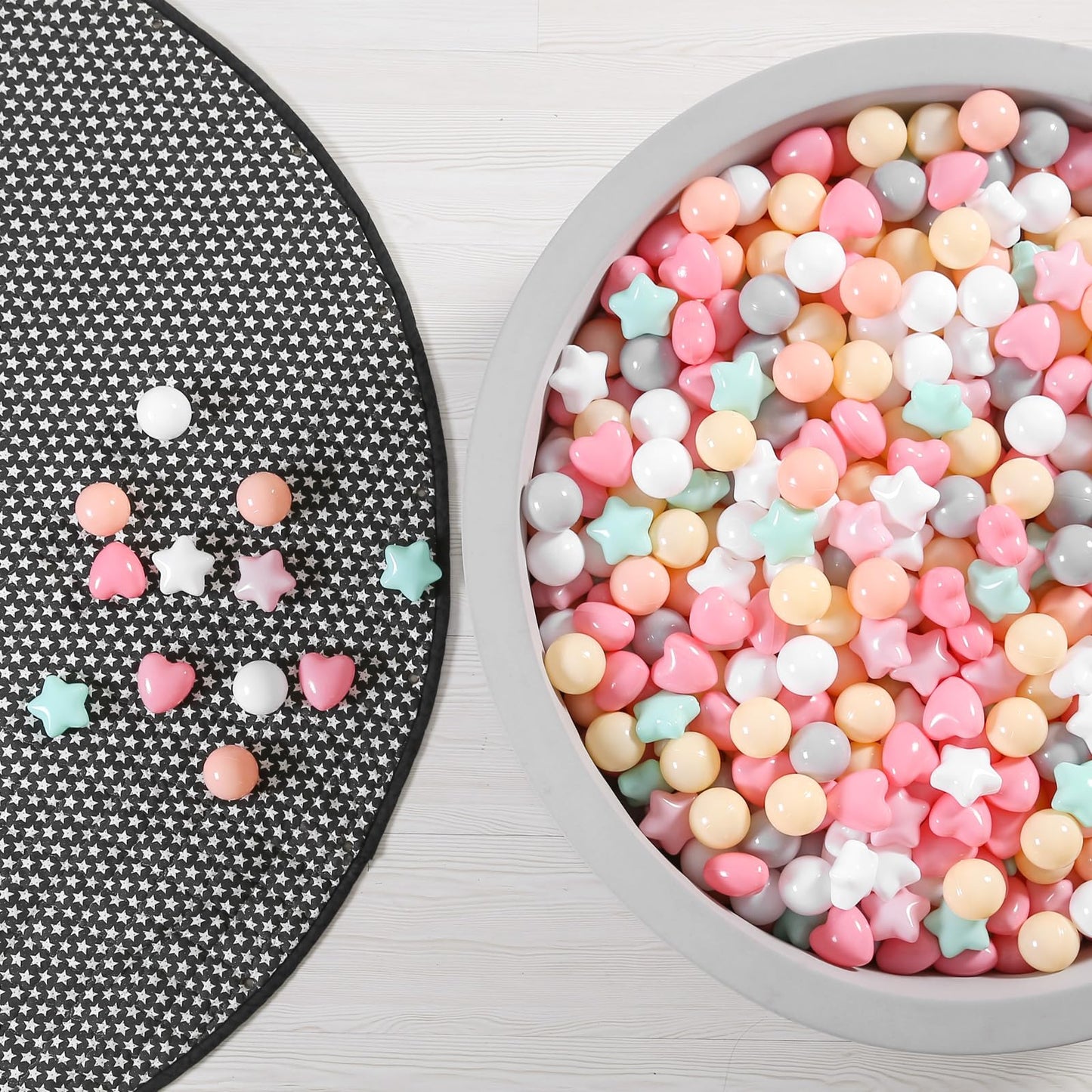 GOGOSO Ball Pit Balls 1000pcs – Star & Heart Pastel Shapes, 2.15in, BPA-Free