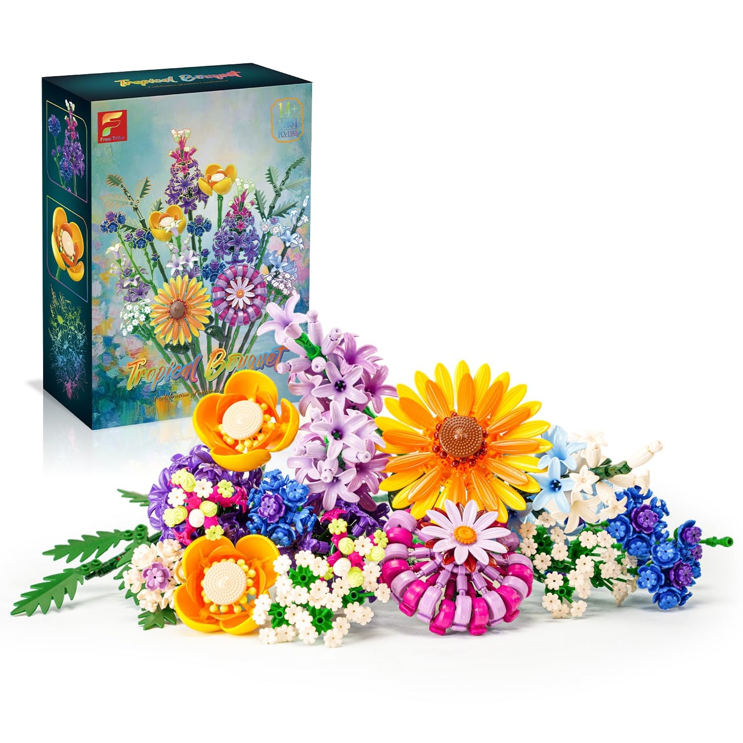 Gohero Sunflower Building Blocks Set (1183PCS) – LEGO-Compatible Flowers for Adults | Home Decor & Gift