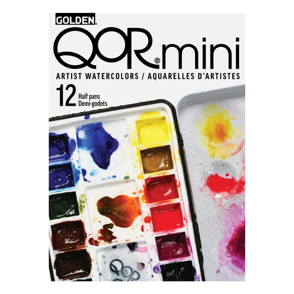 QoR Mini Set by GOLDEN — 12 Half Pan Watercolors for Professionals
