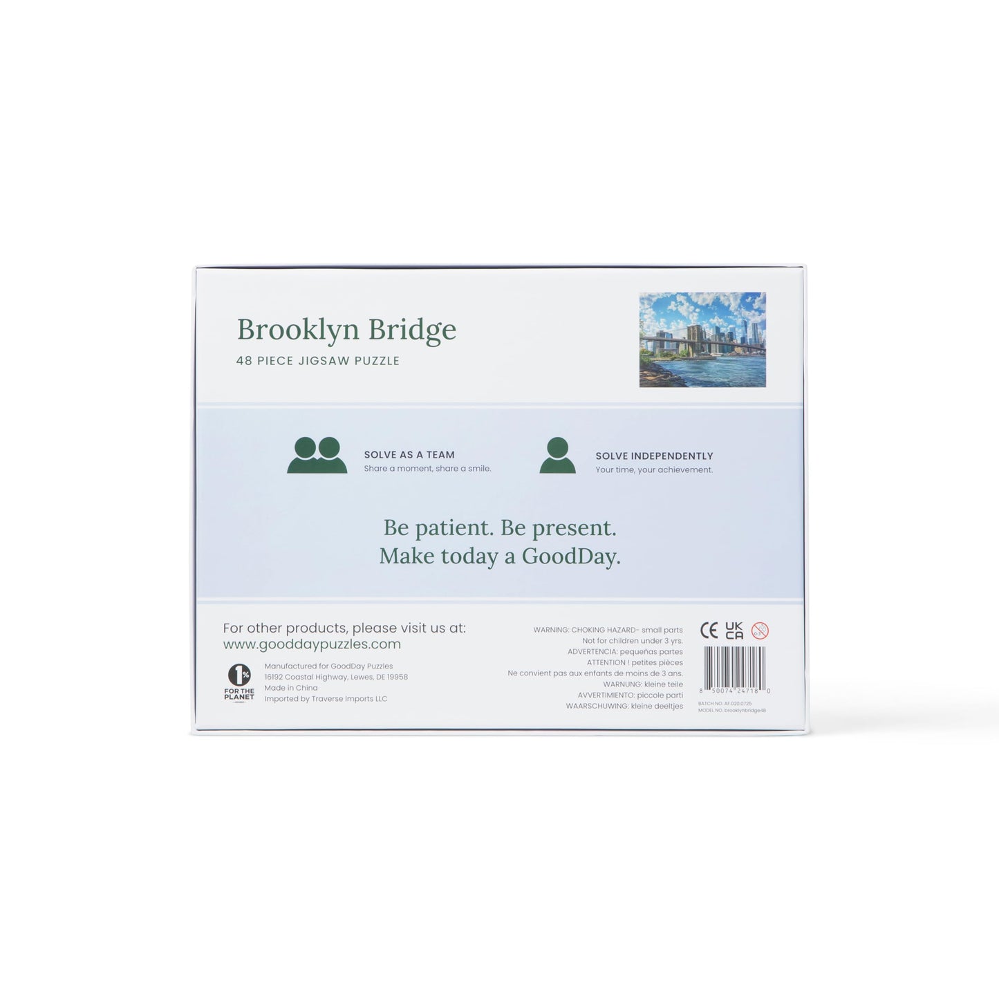 GoodDay Puzzles: Large 48-Piece Jigsaw – Easy Senior Puzzle (Brooklyn Bridge)