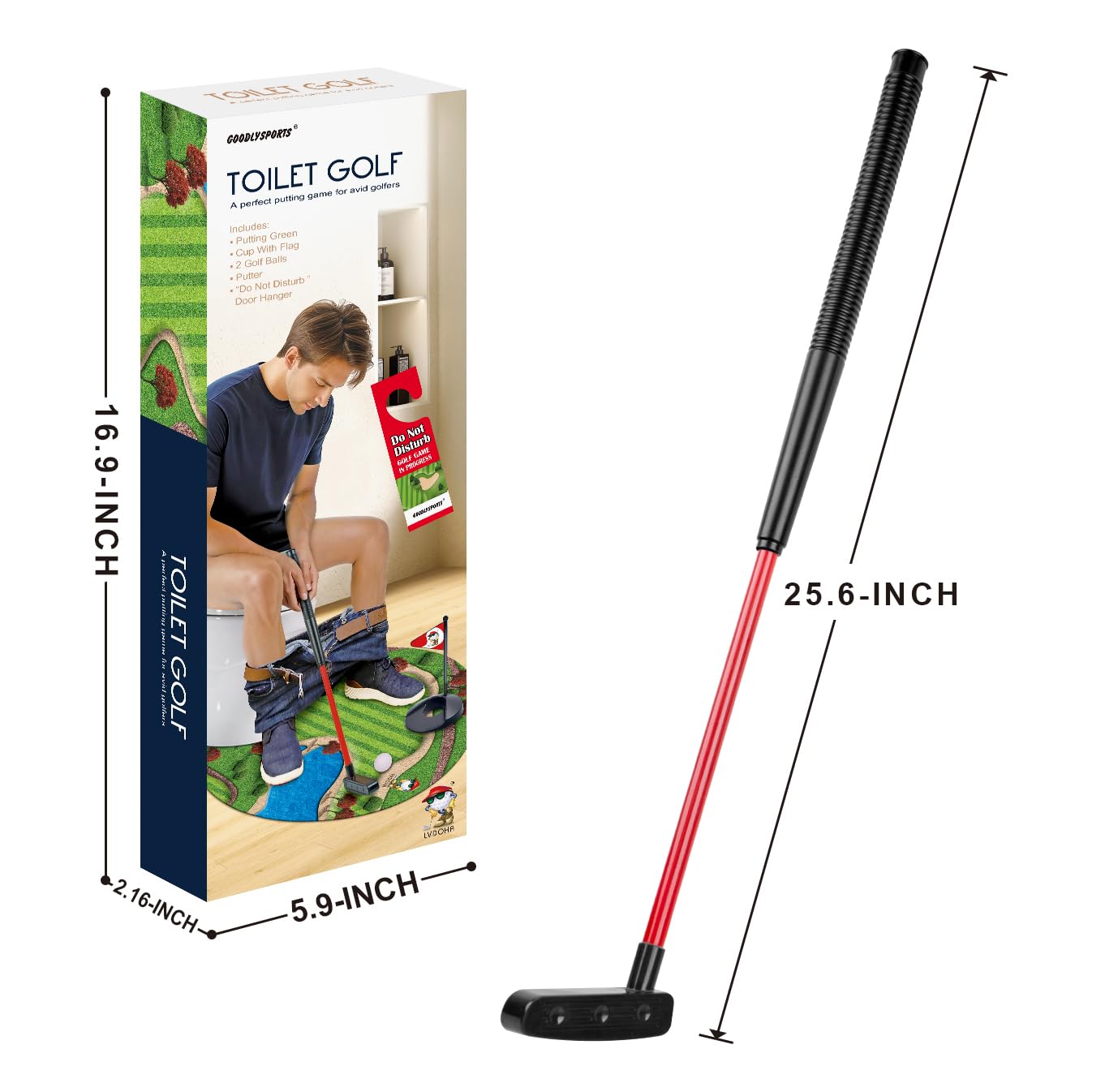 GOODLYSPORTS Toilet Golf Mini Golf Game | Funny Gag Gift for Adults