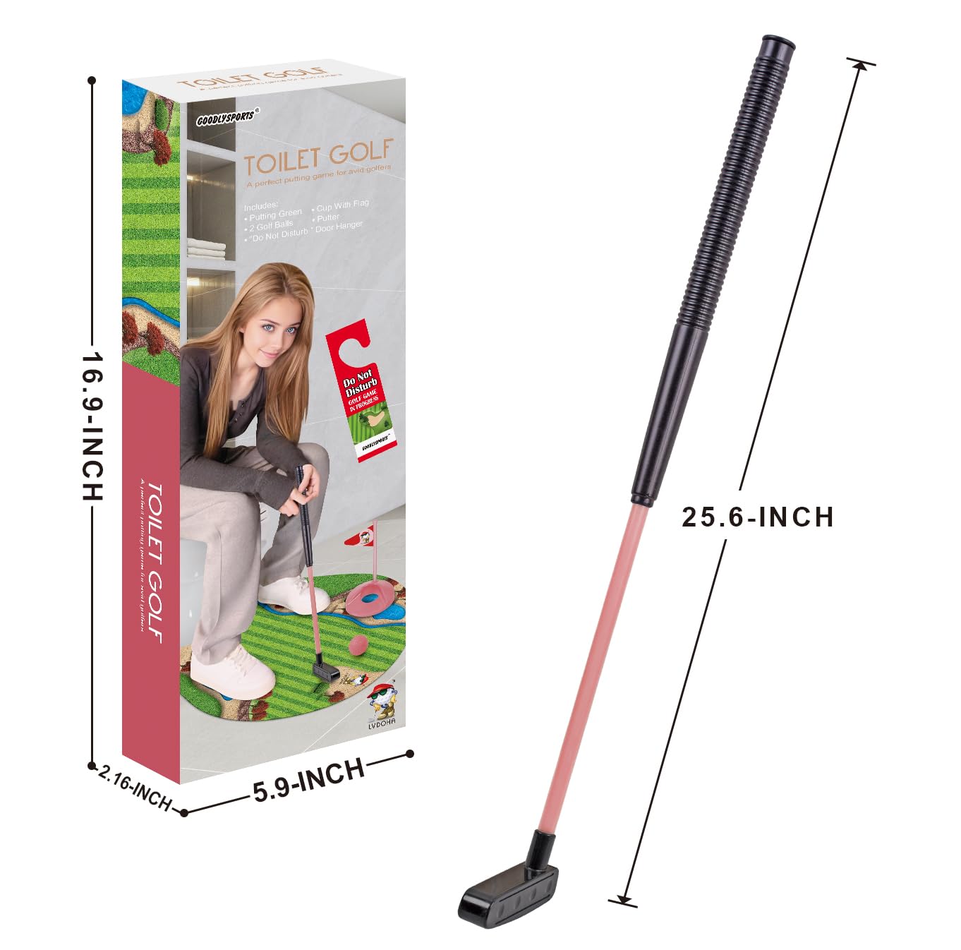 GOODLYSPORTS Toilet Golf – Mini Golf Game for Adults | Funny Gifts for Women & White Elephant