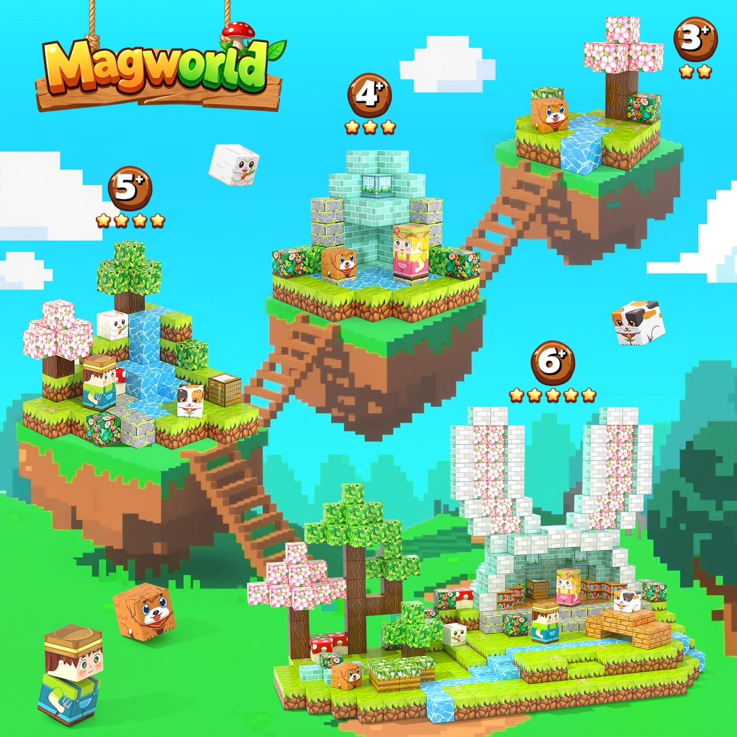 Gooidea 200 Magnetic Blocks — Forest World Building Set for Kids Ages 3-12 | Magnetic Construction Toy