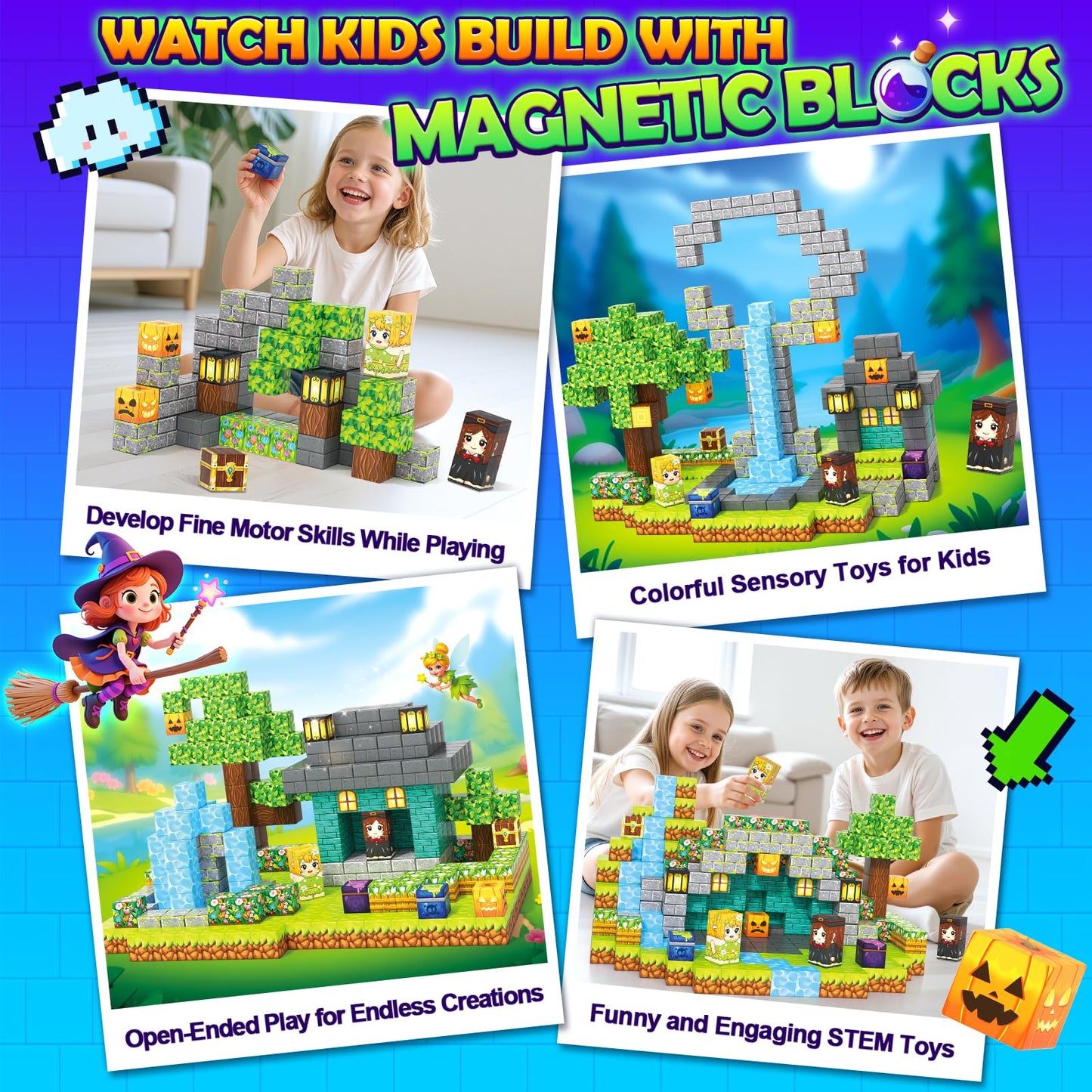Gooidea Magnetic Blocks – 100-Piece Sensory STEM Building Set for Kids 3-12