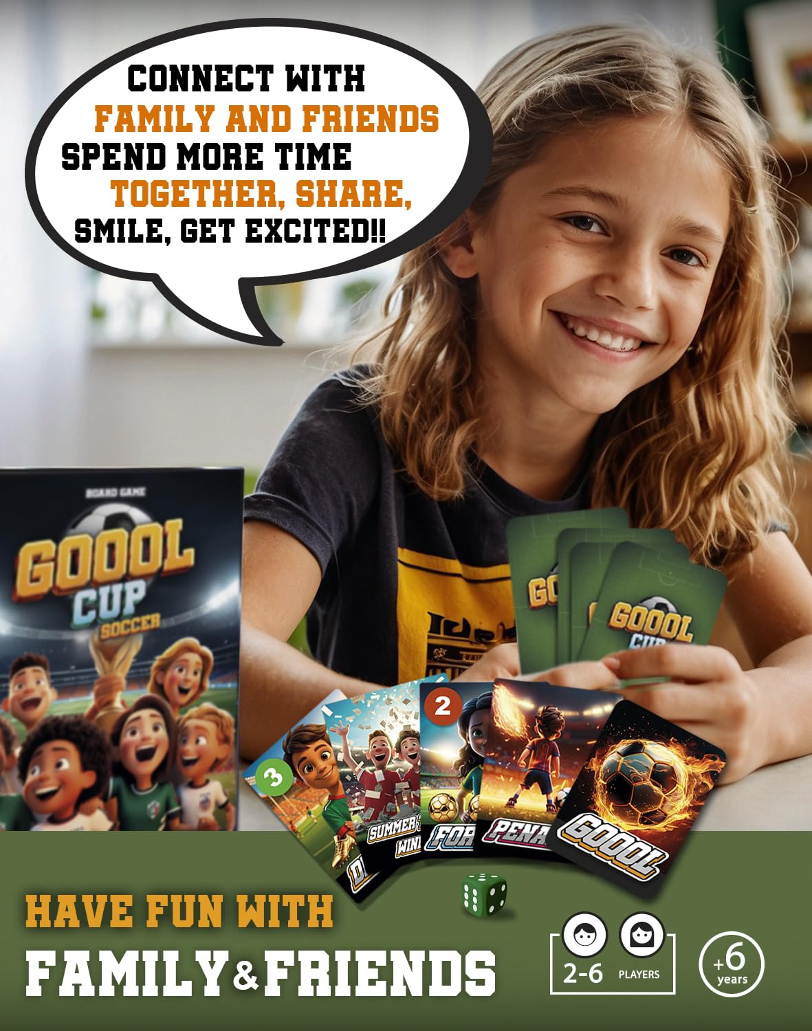 GOOOL CUP Soccer Board Game – Family Card Game for Kids 8–12 | 2–6 Players