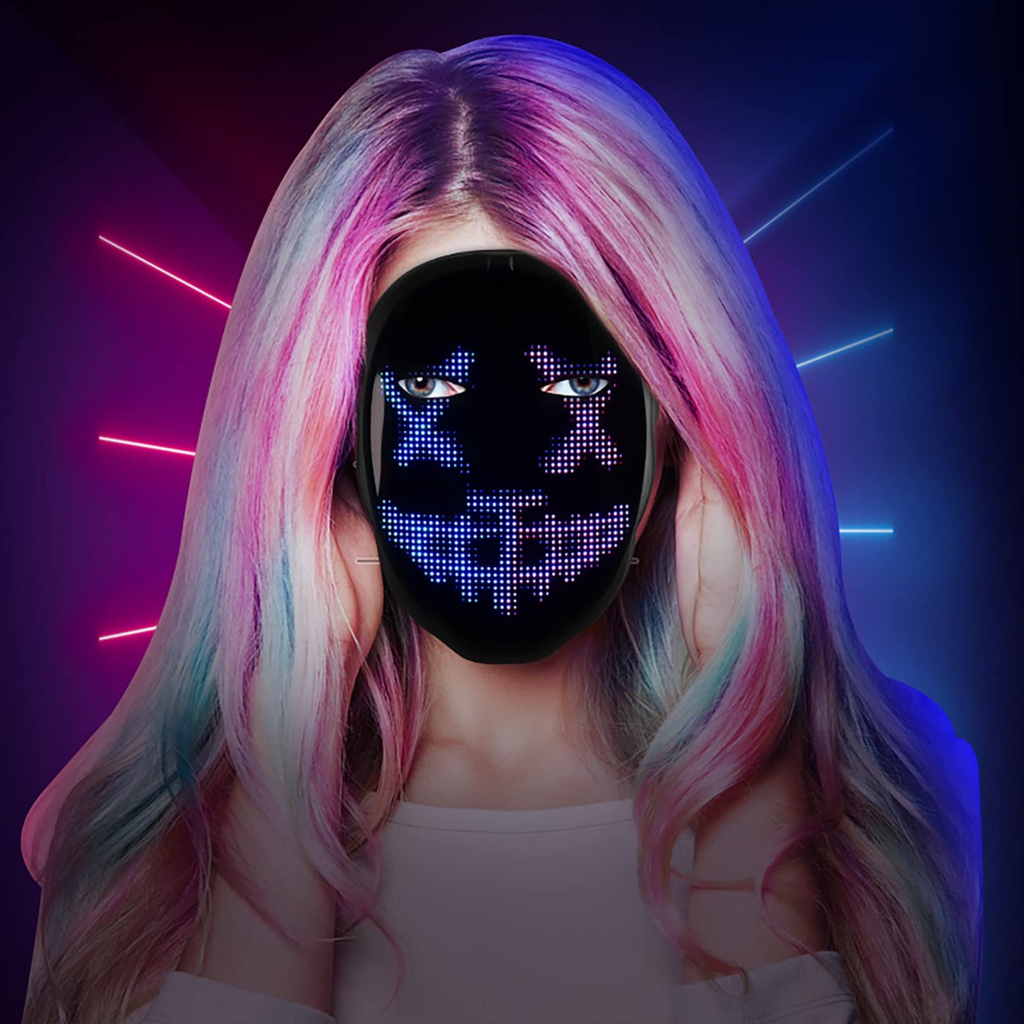 Gootus Face Transforming LED Mask with App Control – Gesture-Sensing Light Up Mask for Halloween & Parties