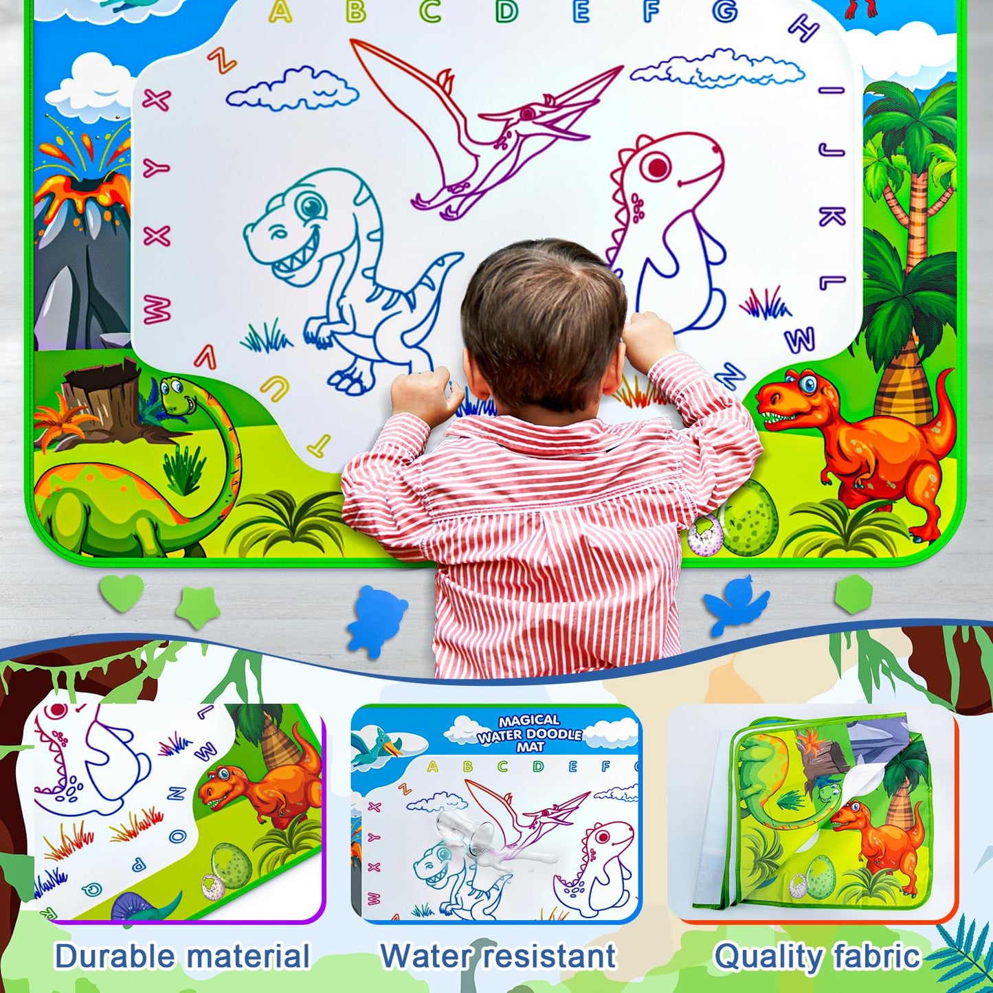 GORISPI Water Doodle Mat 40x32 — Mess-Free Neon Doodle Board for Kids 3-8