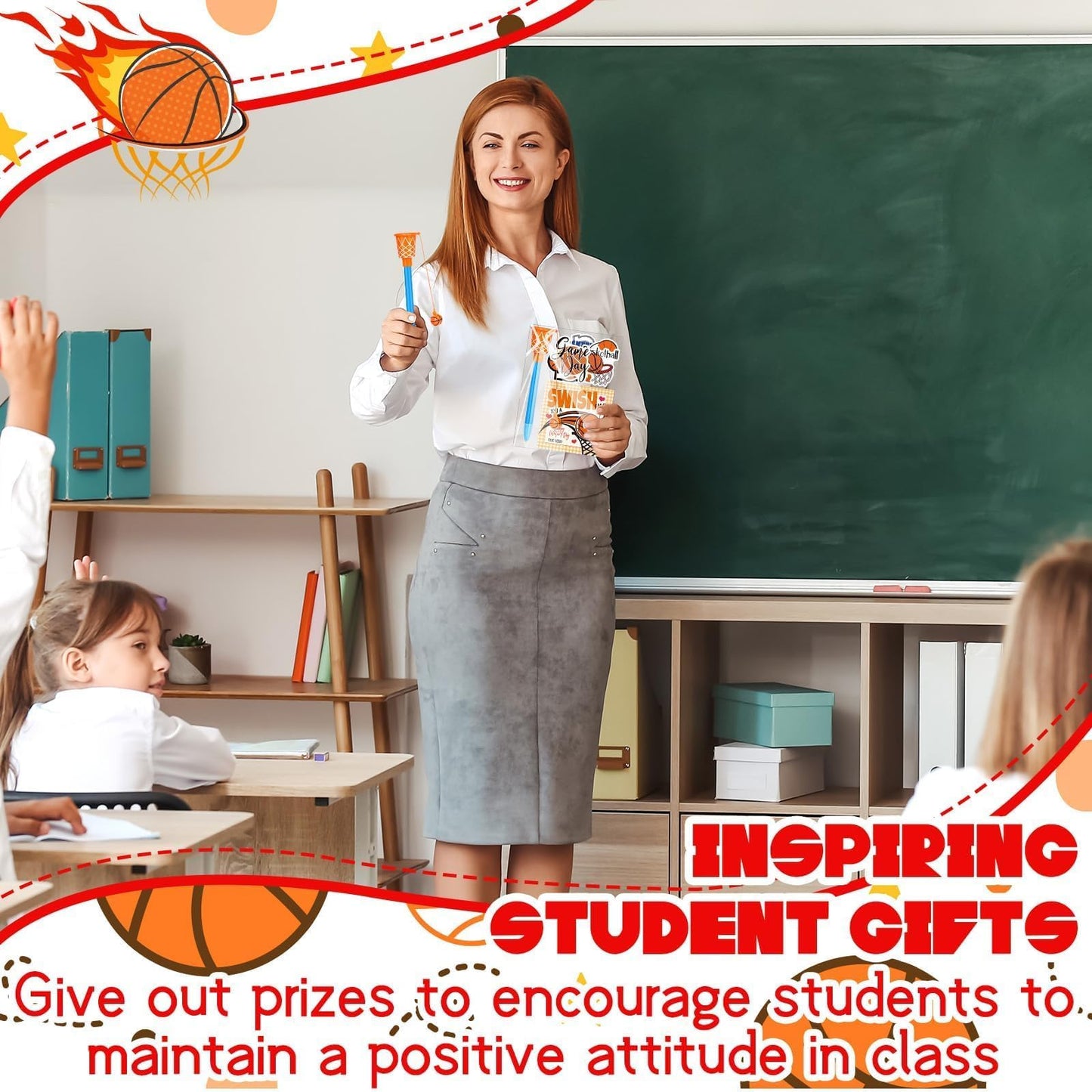 Gosodeny 50-piece Valentines Day Gift Set – Basketball Themed Pens, Cards, Stickers & Gift Bags
