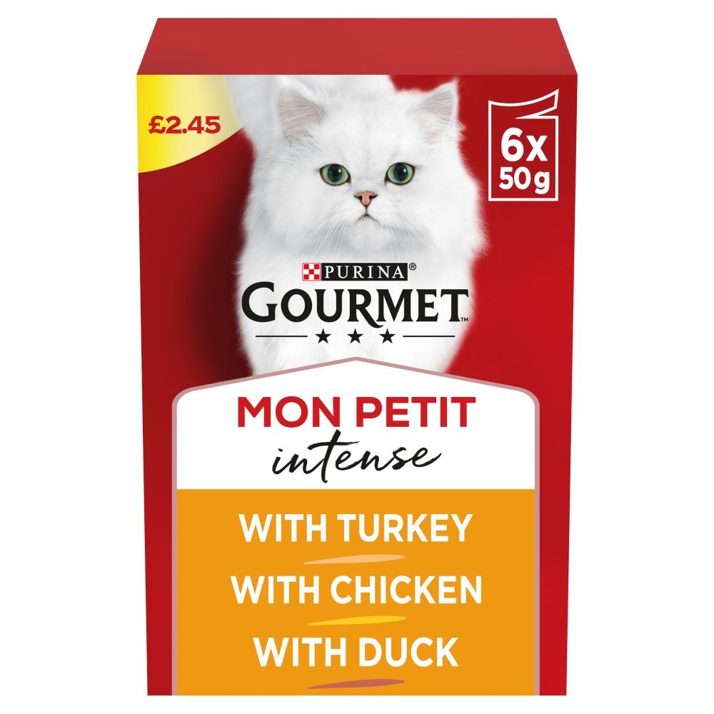 GOURMET Mon Petit Meaty Variety Duck, Chicken, Turkey Wet Cat Food 6 x 50g (Case of 8)