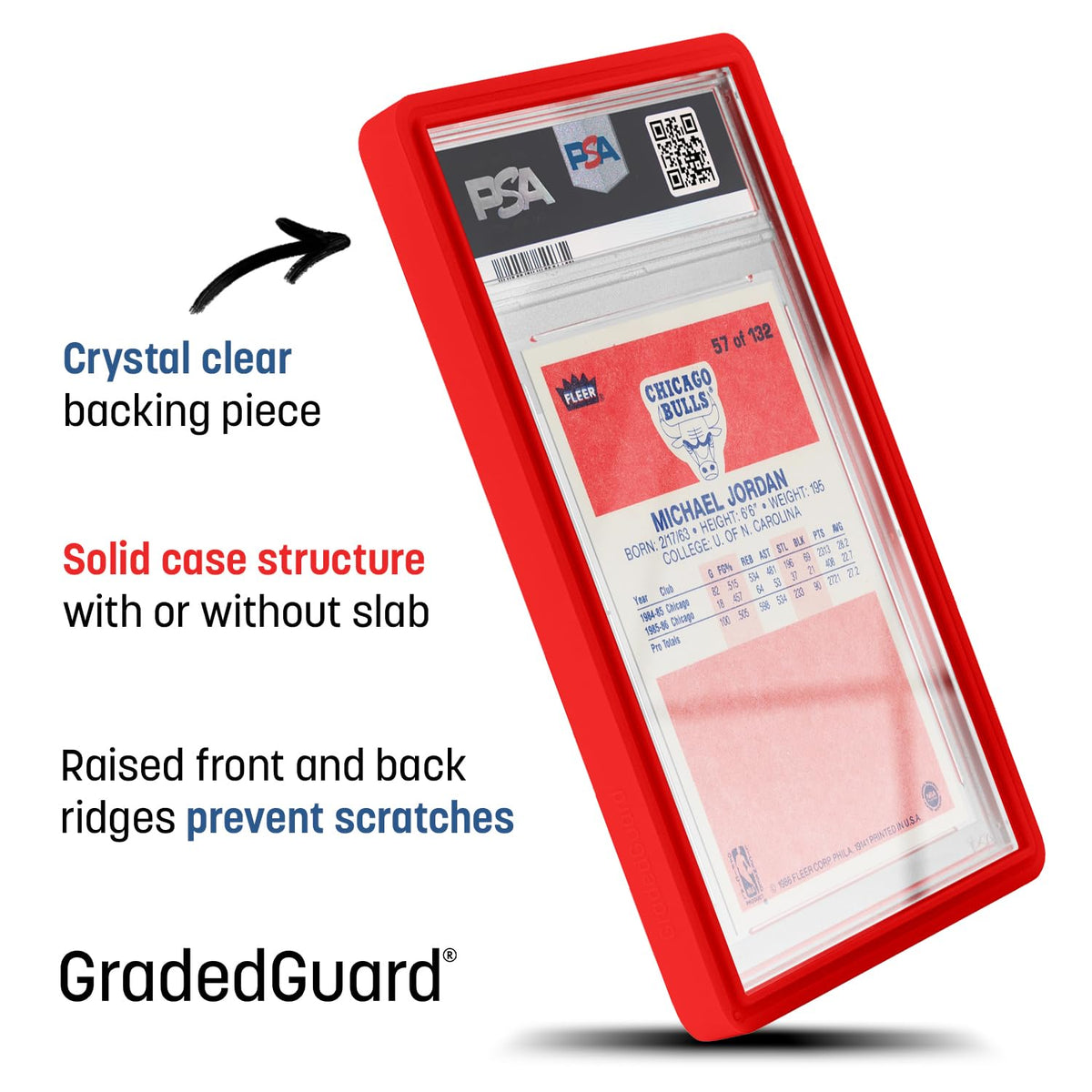 Graded Card Guard Case for Standard PSA Slab Case – Ruby | Transparent Deep Color, High Gloss Finish, Stackable