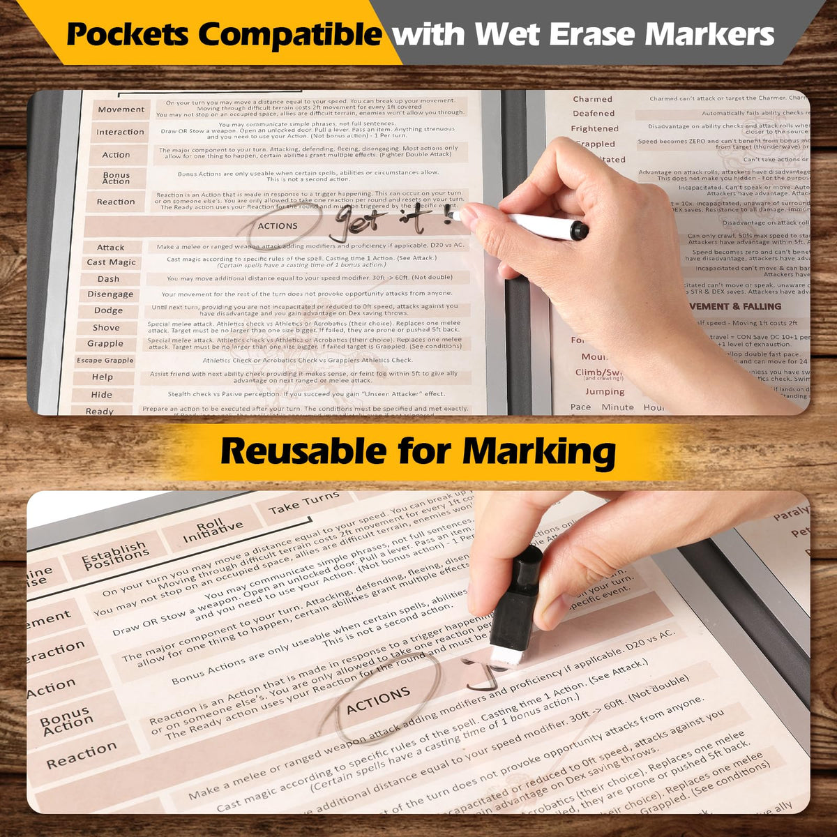 Grajar DND Customizable DM Screen 5e — 4 Panels, Wet-Erase, US Letter, Magnetic Pockets
