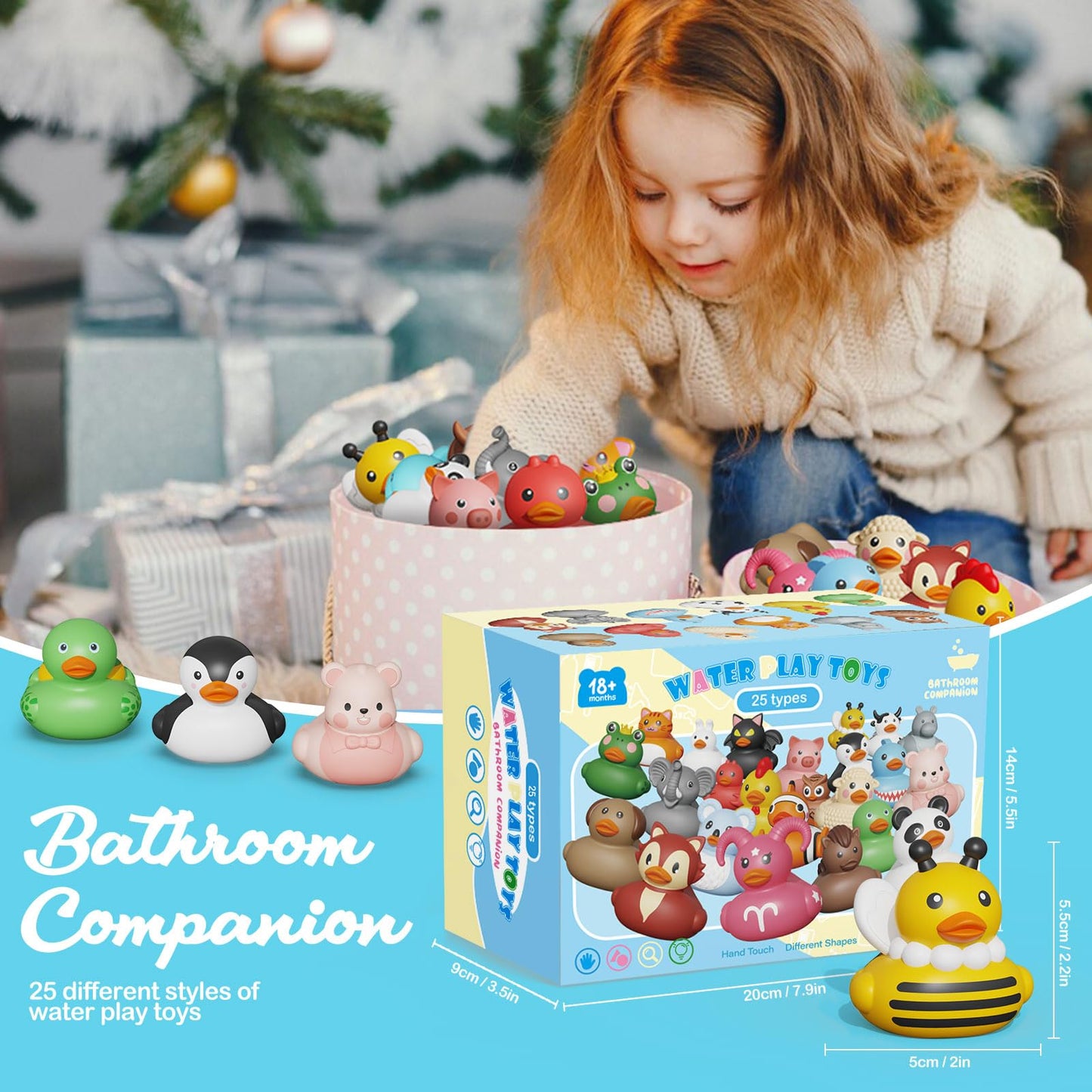 Grarain 25PCS Rubber Ducks – Safe No-Hole Bathtub Toys for Toddlers 18+ Months