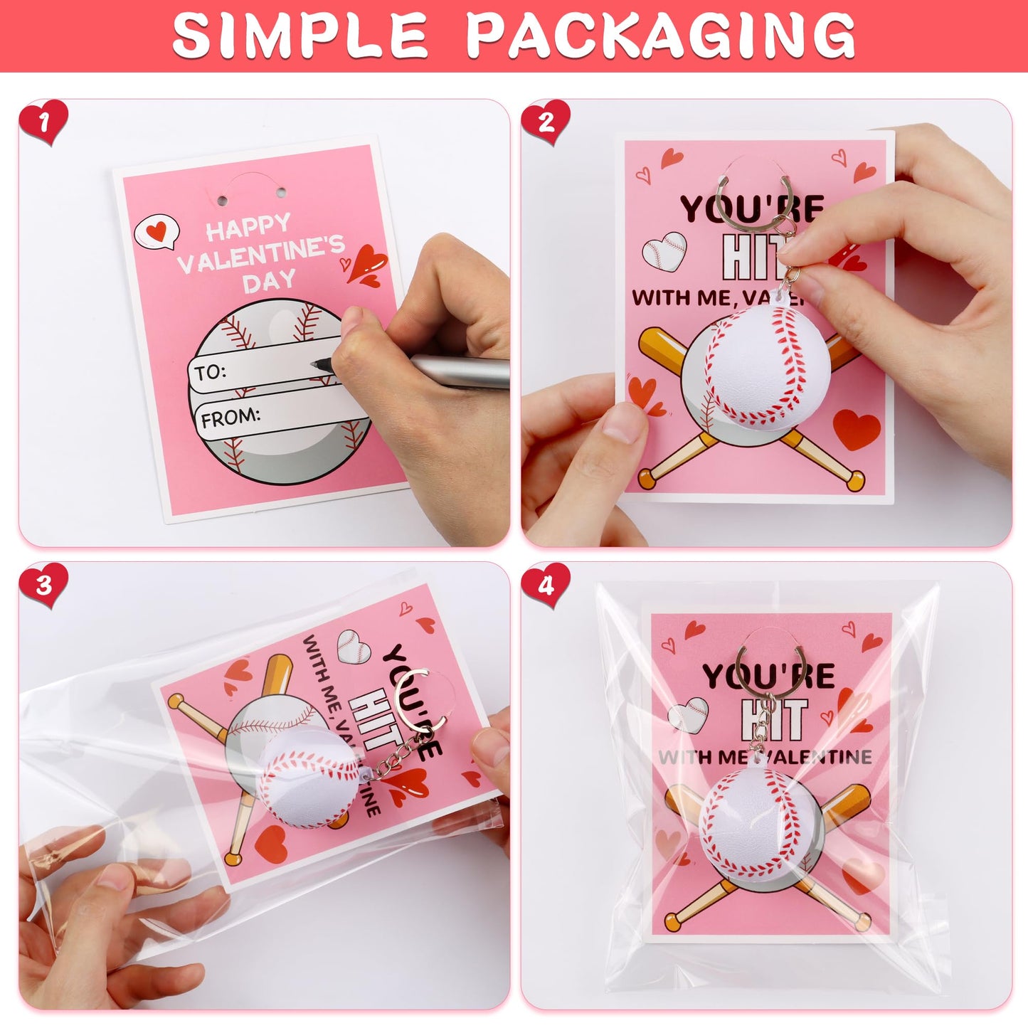 Grastfu 30-Pack Valentines Day Gifts for Kids — Sports Stress Ball Keychains