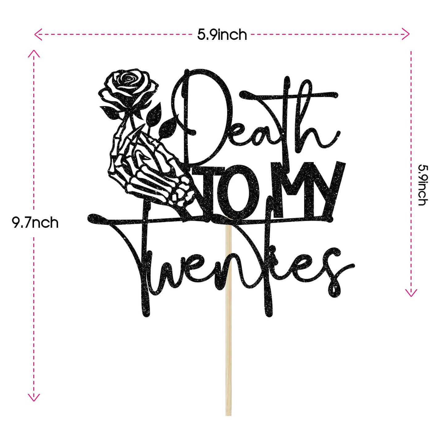 GREABRRY Death to My Twenties Cake Topper – Black Glitter Party Decor