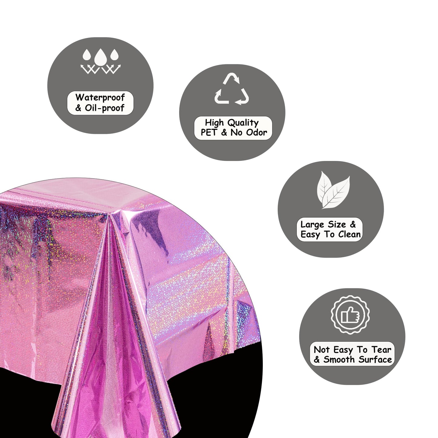 GREATRIL Pink Party Table Cloth – Disposable Rectangle Tablecover 54x108 in – 2 Packs