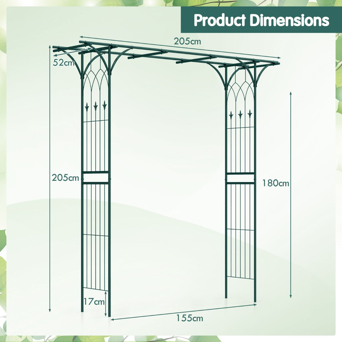 Metal Archway for Climbing Plants for Wedding Ceramony Party Backyard-Black